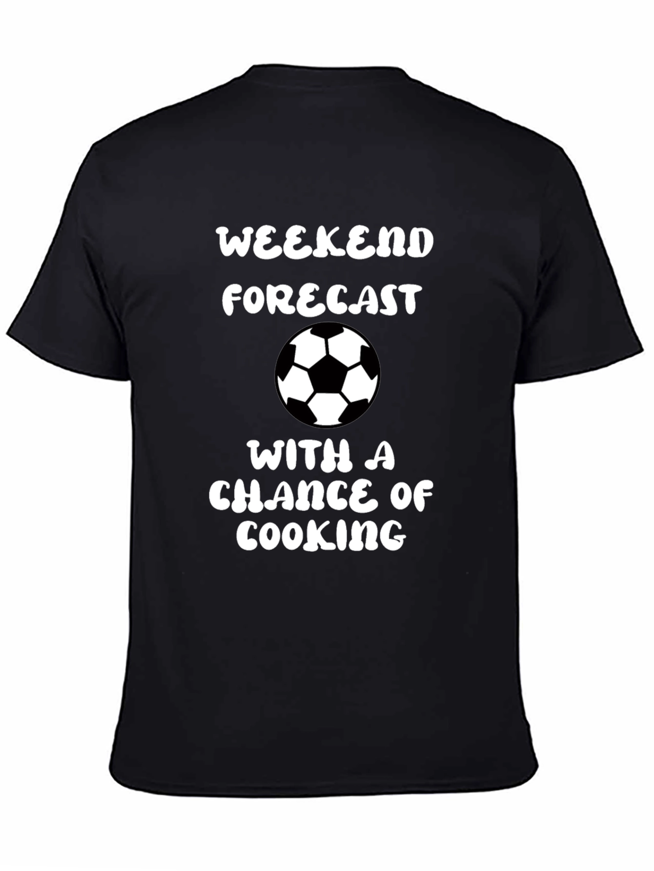 Weekend Forecast Soccer & Cooking Black Graphic Tee