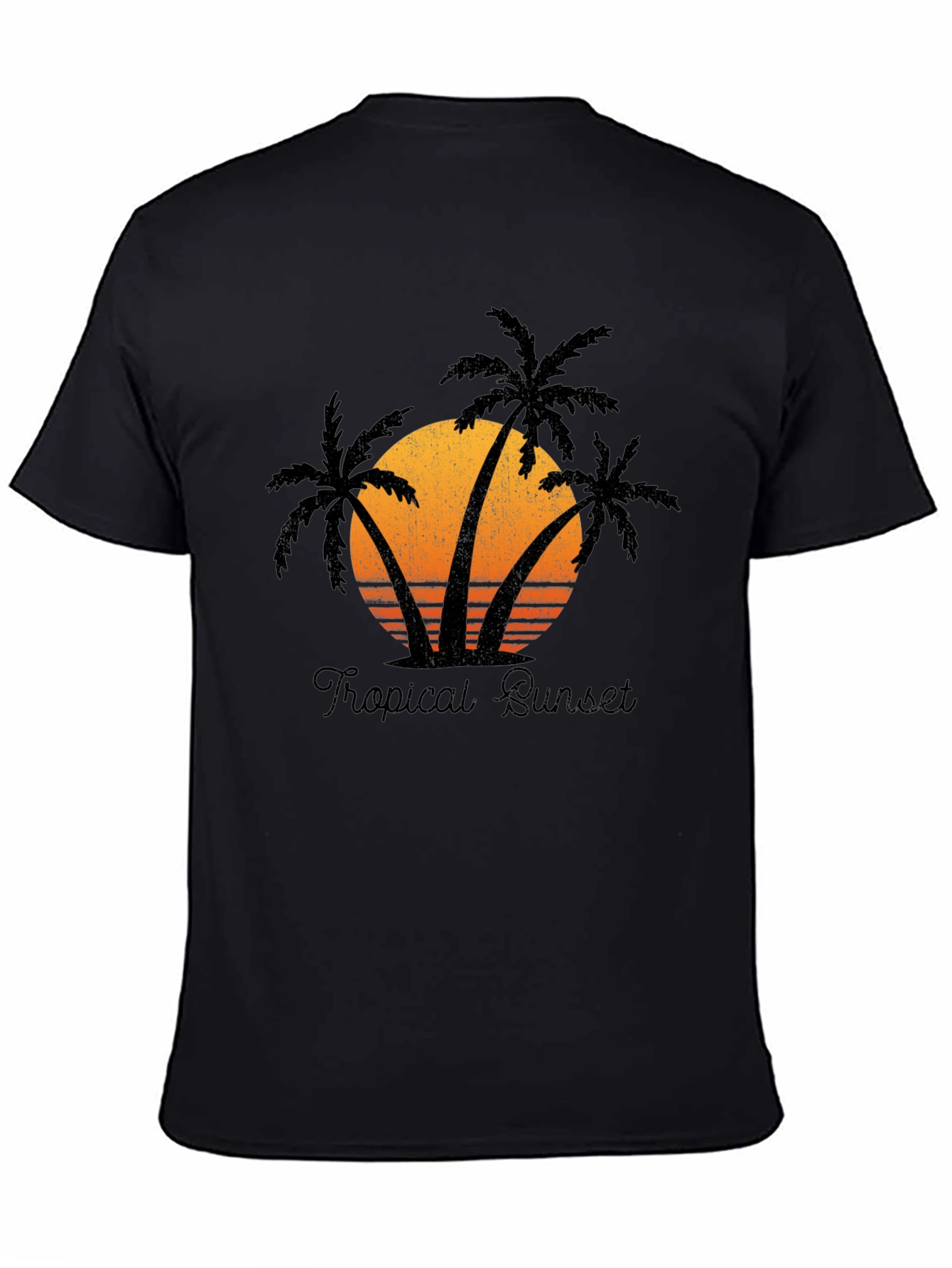 Tropical Sunset Graphic Tee - Black T-Shirt