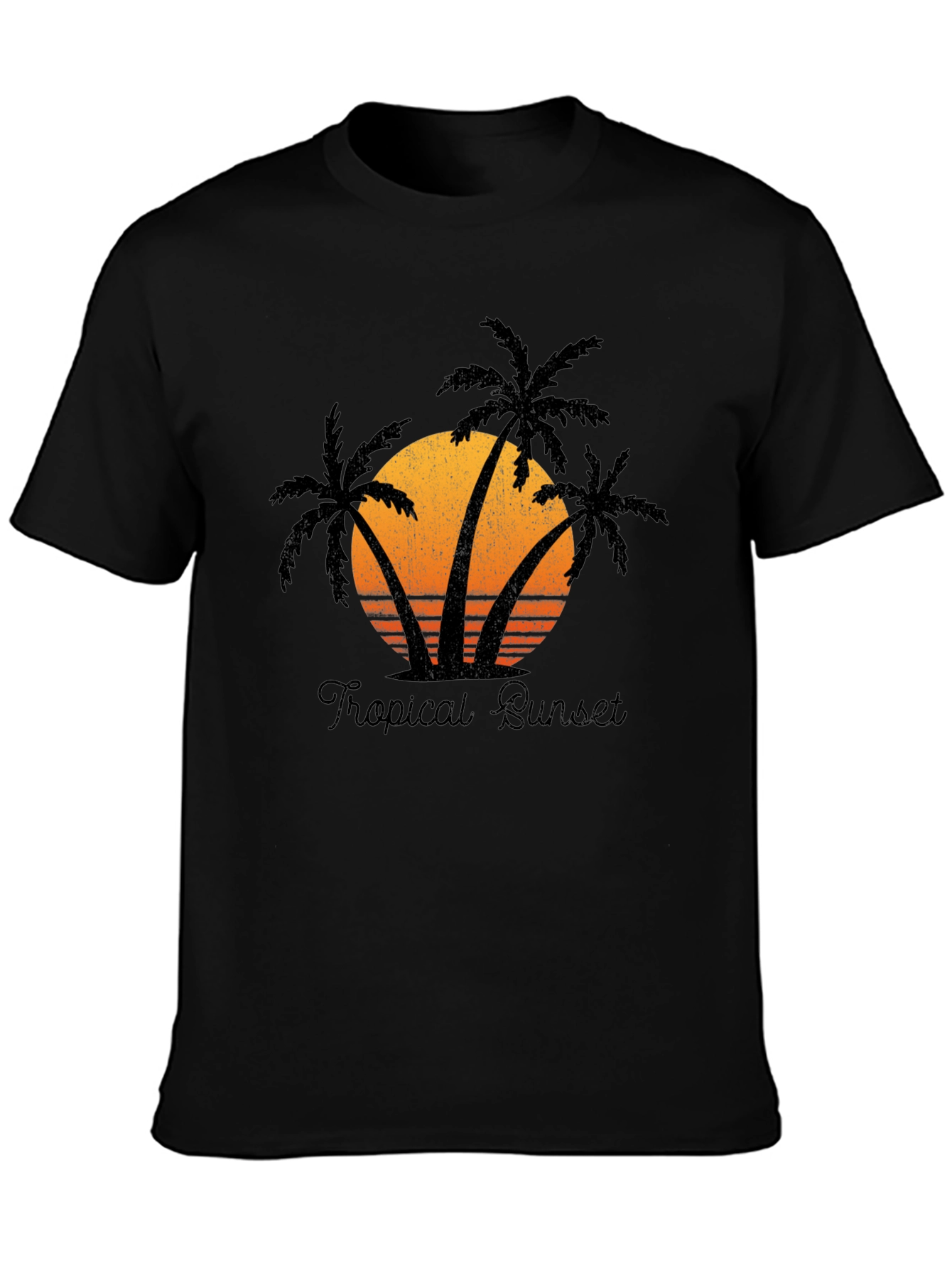 Tropical Sunset Graphic Tee - Black T-Shirt
