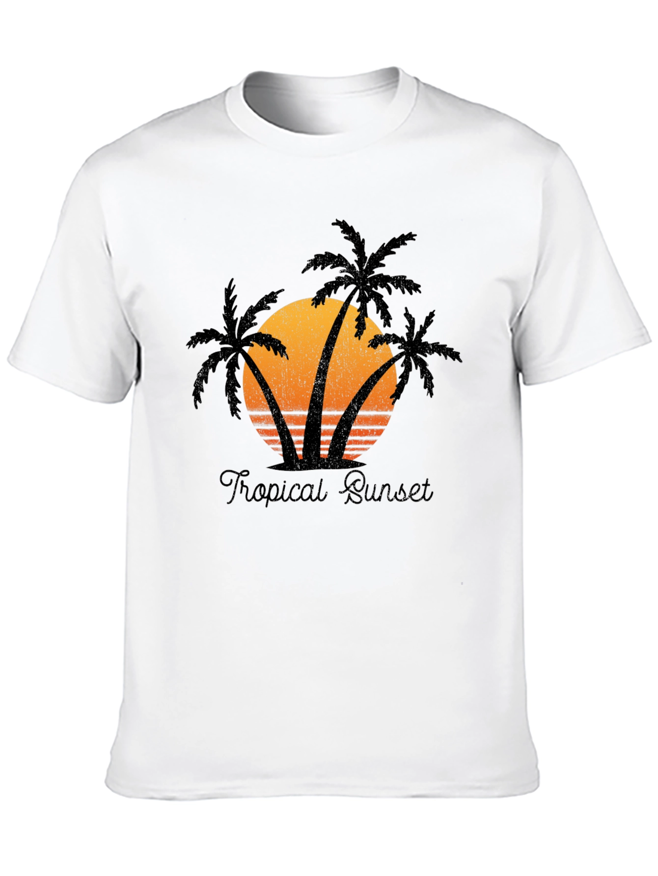 Tropical Sunset Graphic Tee - Black T-Shirt