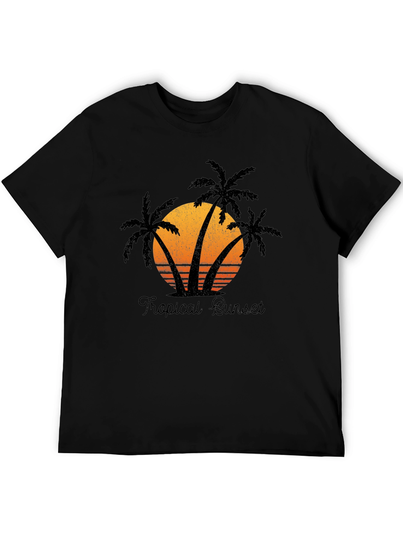 Tropical Sunset Graphic Tee - Black T-Shirt