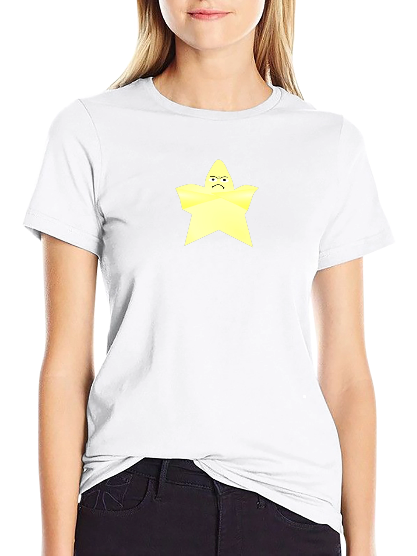 Grumpy Star Graphic Tee - Black Cotton T-Shirt