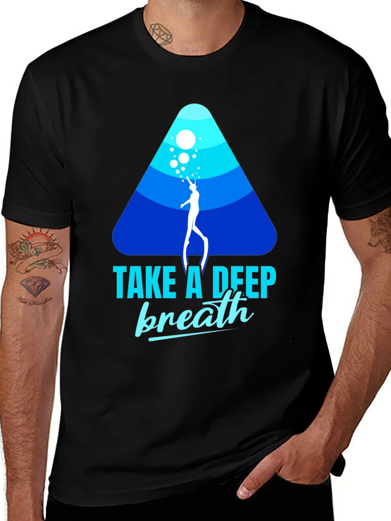 Diver Graphic Black T-Shirt - Take a Deep Breath