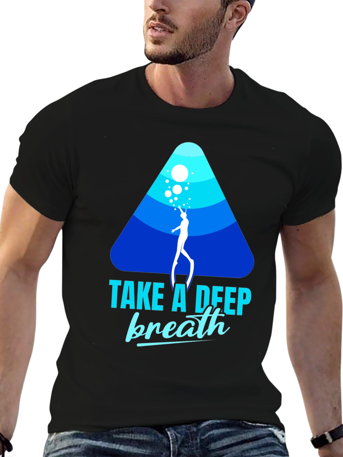 Diver Graphic Black T-Shirt - Take a Deep Breath