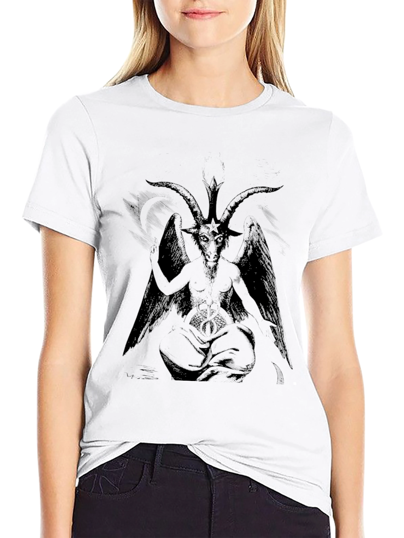 Baphomet Graphic Tee - Black Cotton T-Shirt