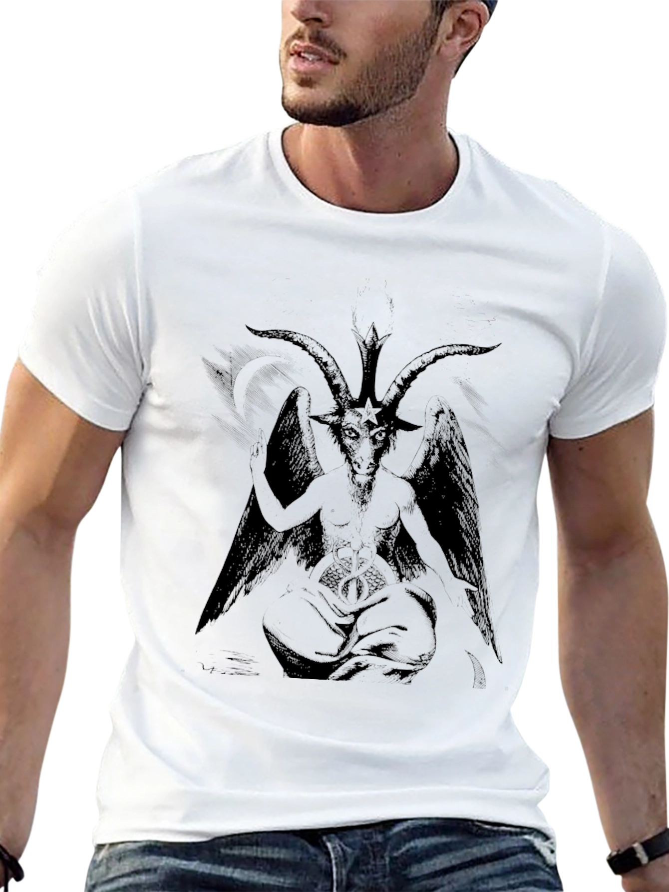 Baphomet Graphic Tee - Black Cotton T-Shirt