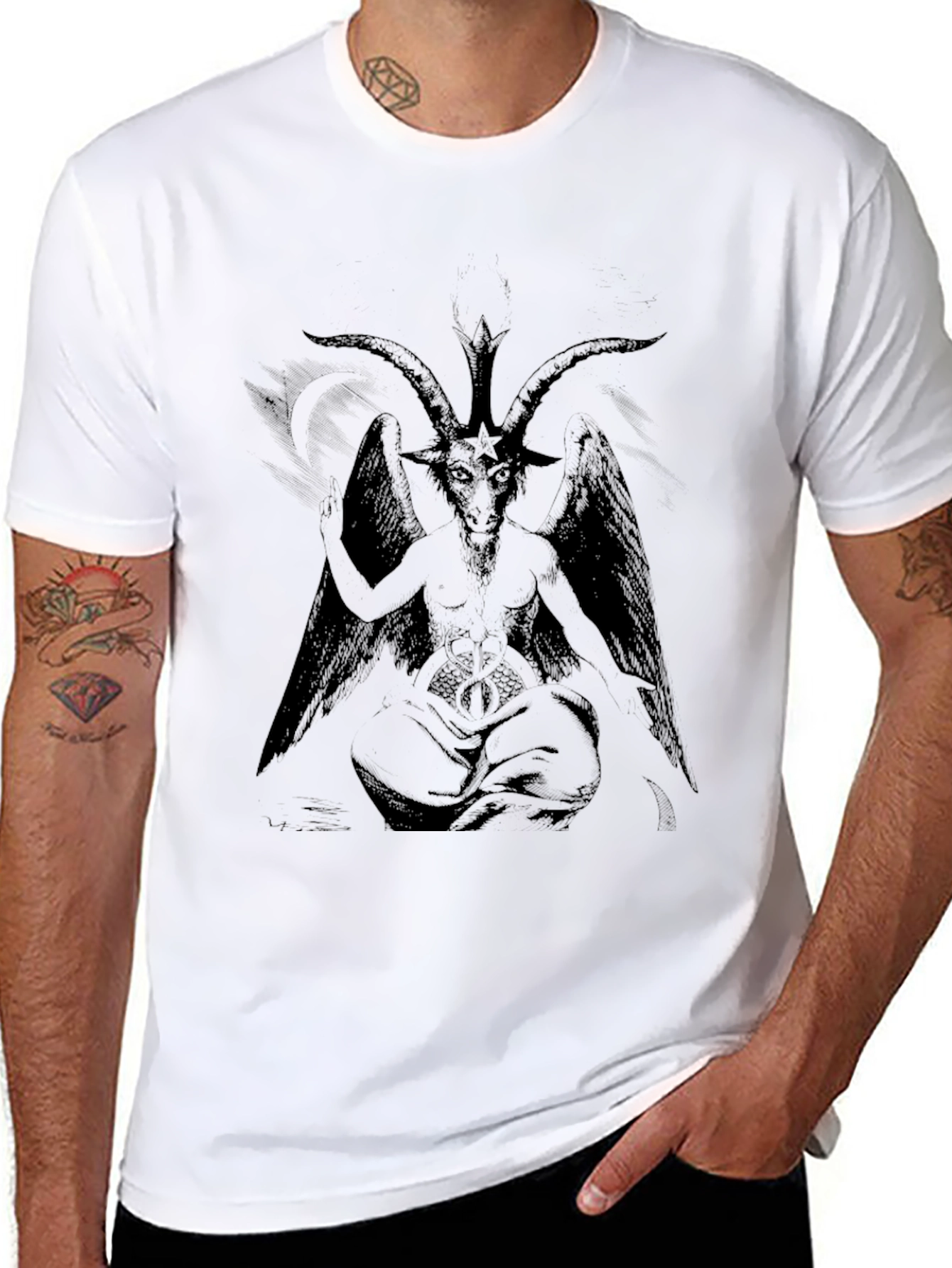 Baphomet Graphic Tee - Black Cotton T-Shirt