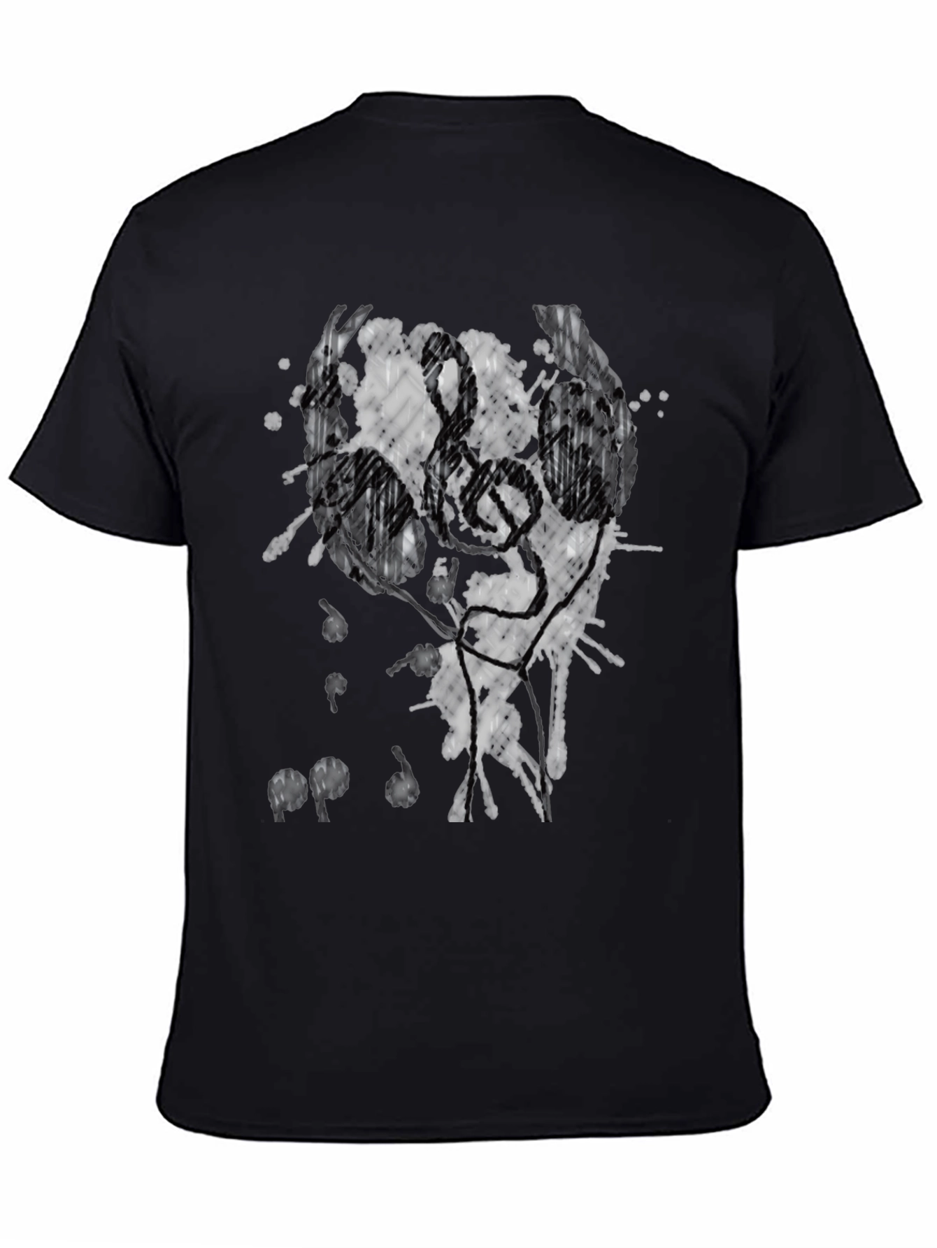 Abstract Ink Splatter Graphic Black T-Shirt