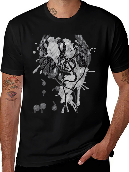 Abstract Ink Splatter Graphic Black T-Shirt