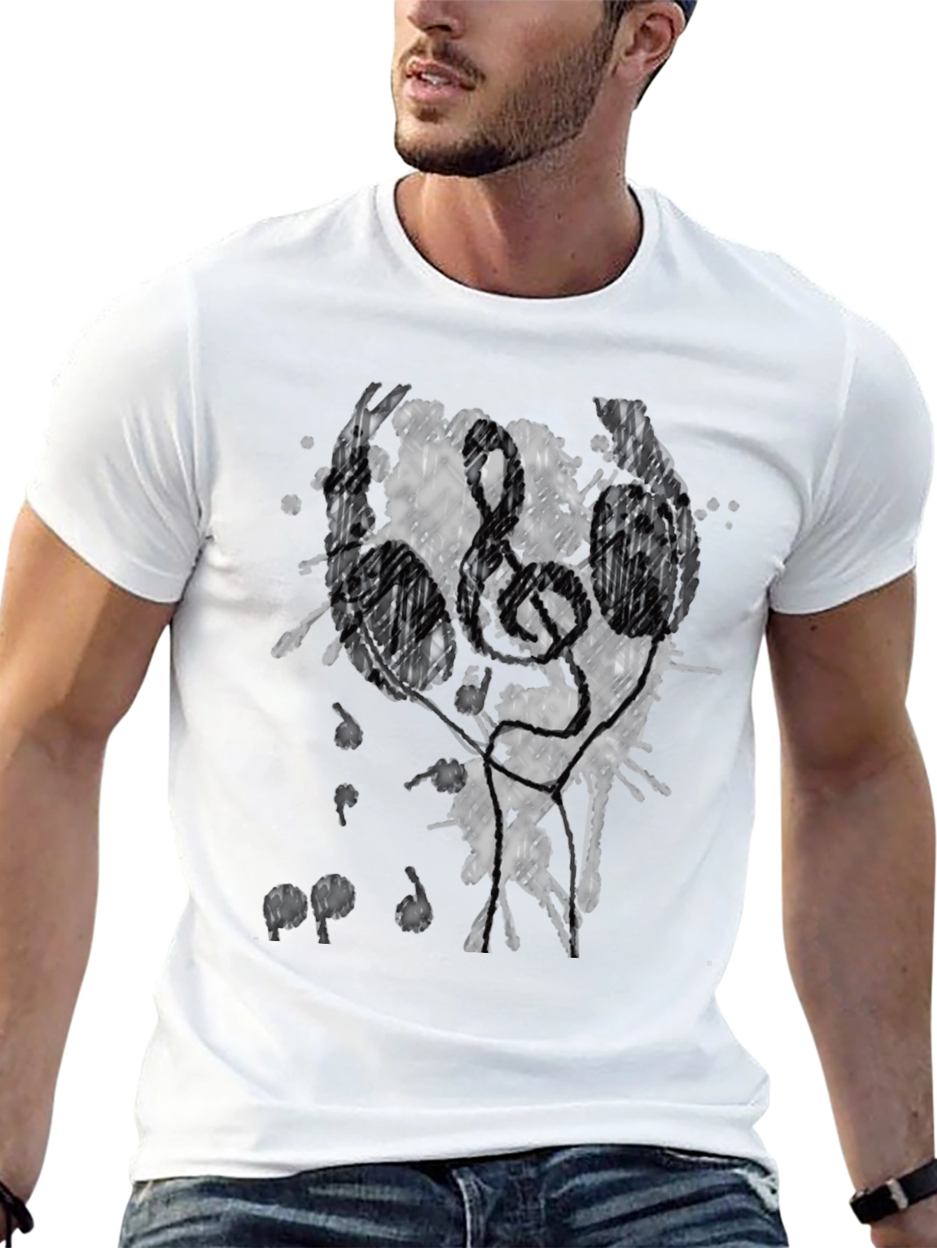 Abstract Ink Splatter Graphic Black T-Shirt