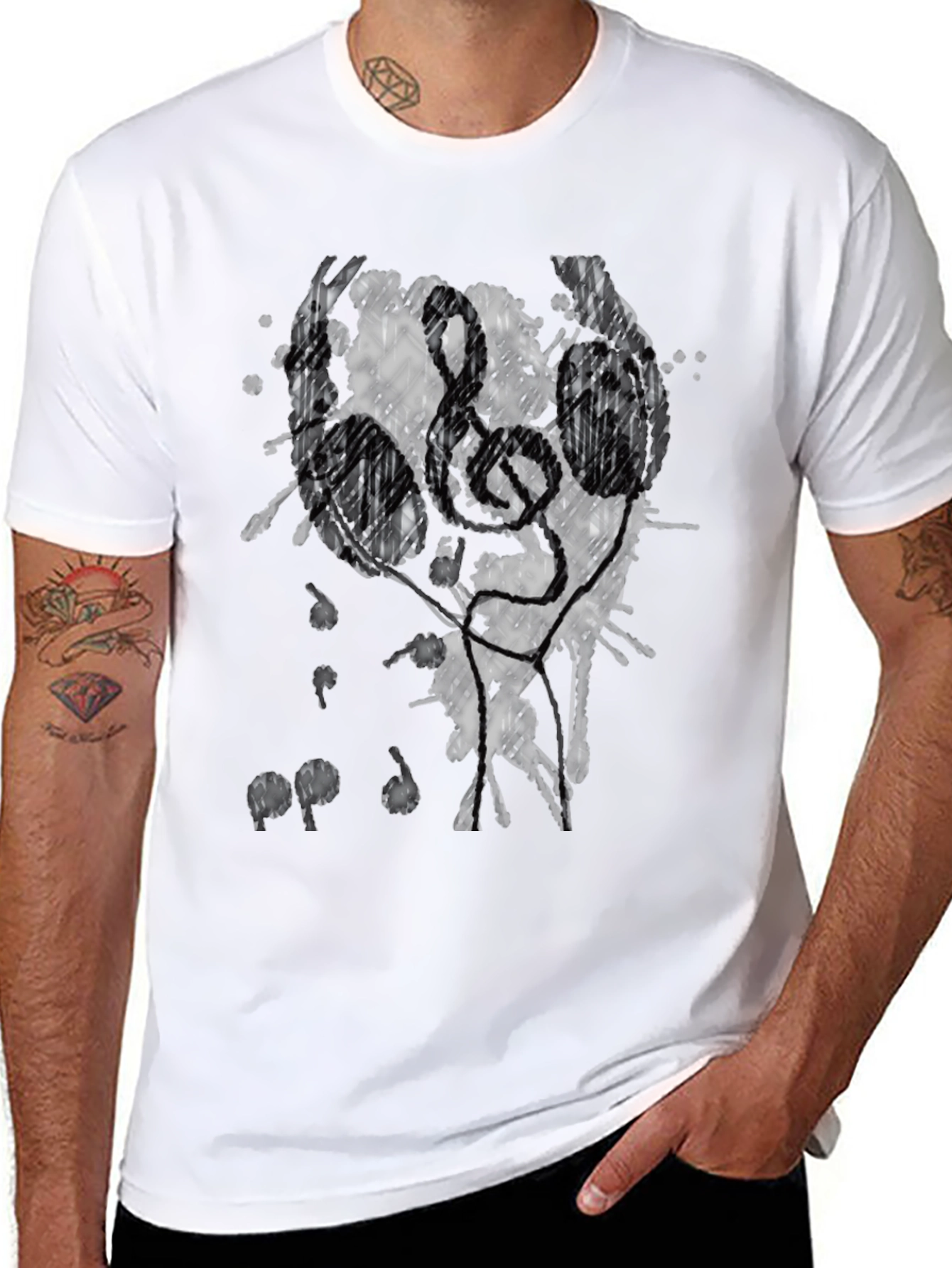 Abstract Ink Splatter Graphic Black T-Shirt