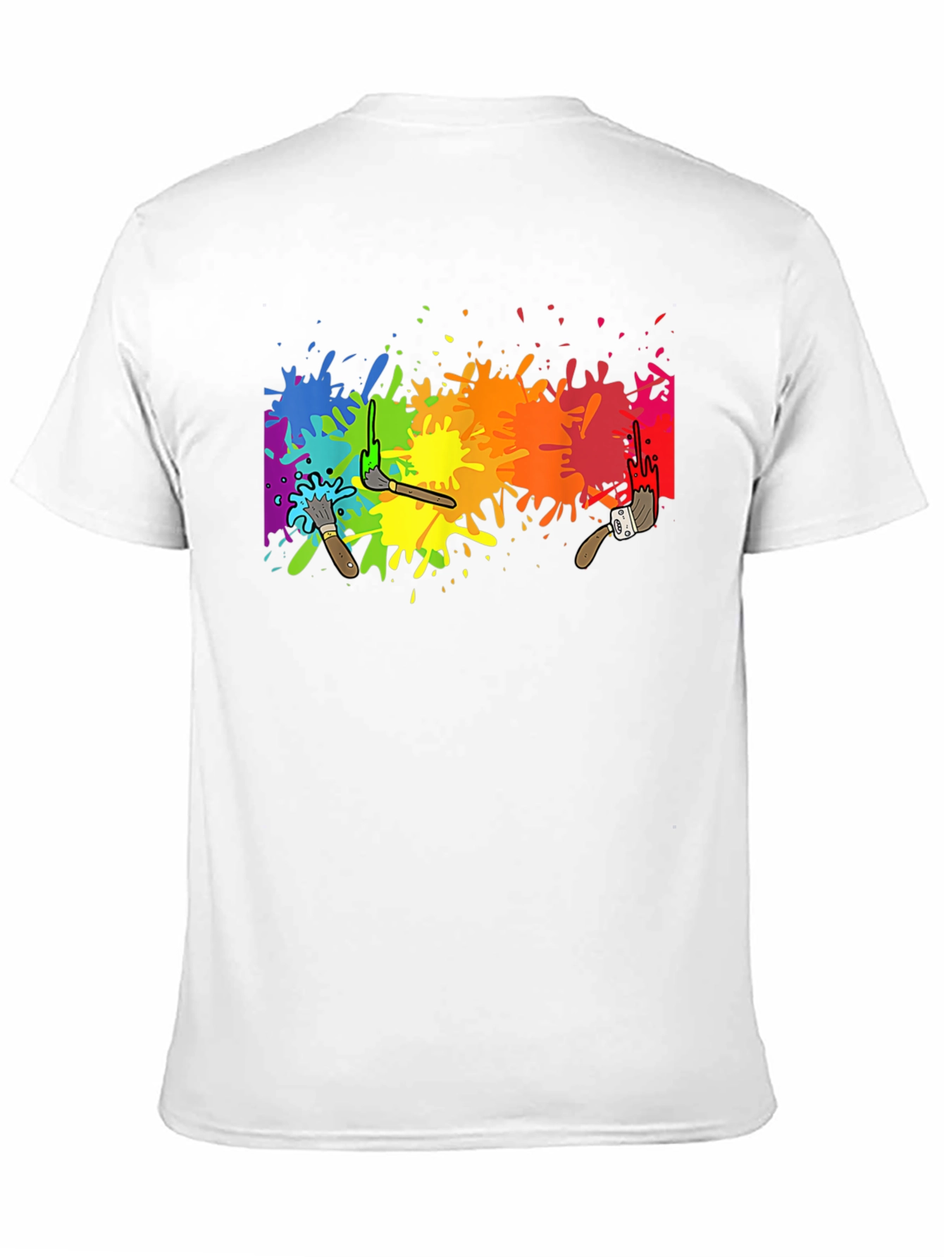 Rainbow Paint Splatter Graphic Tee - Artistic Black T-Shirt