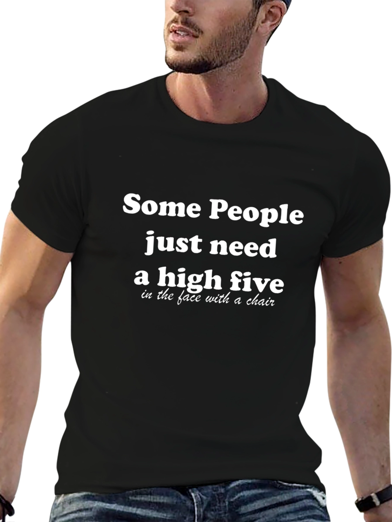 Humorous High Five T-Shirt: Face Chair Edition