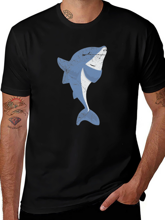 Cool Shark Graphic Print Black T-Shirt