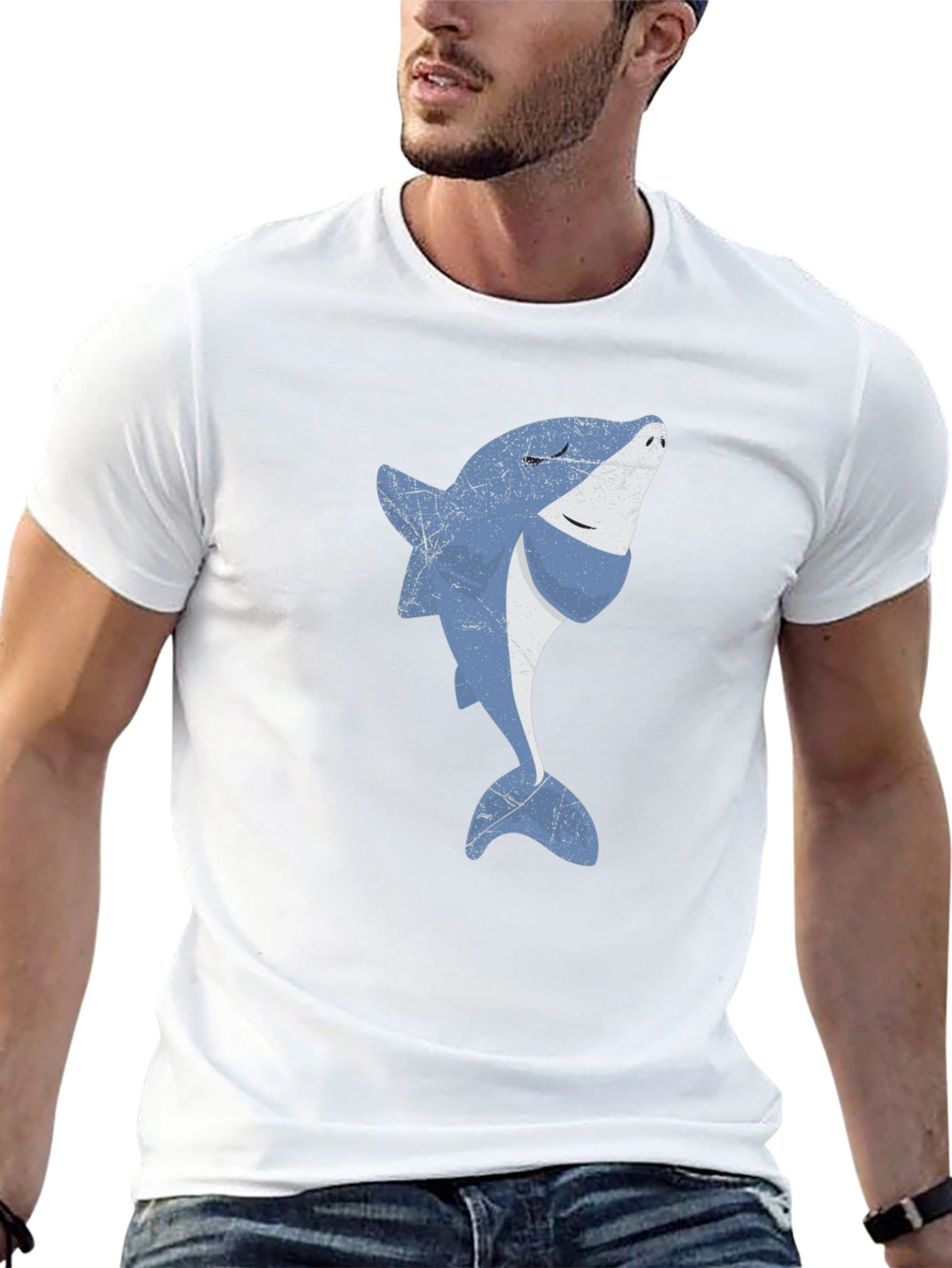 Cool Shark Graphic Print Black T-Shirt