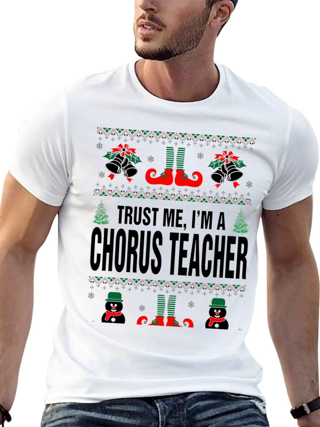 Chorus Teacher Christmas T-Shirt - Ugly Sweater Style