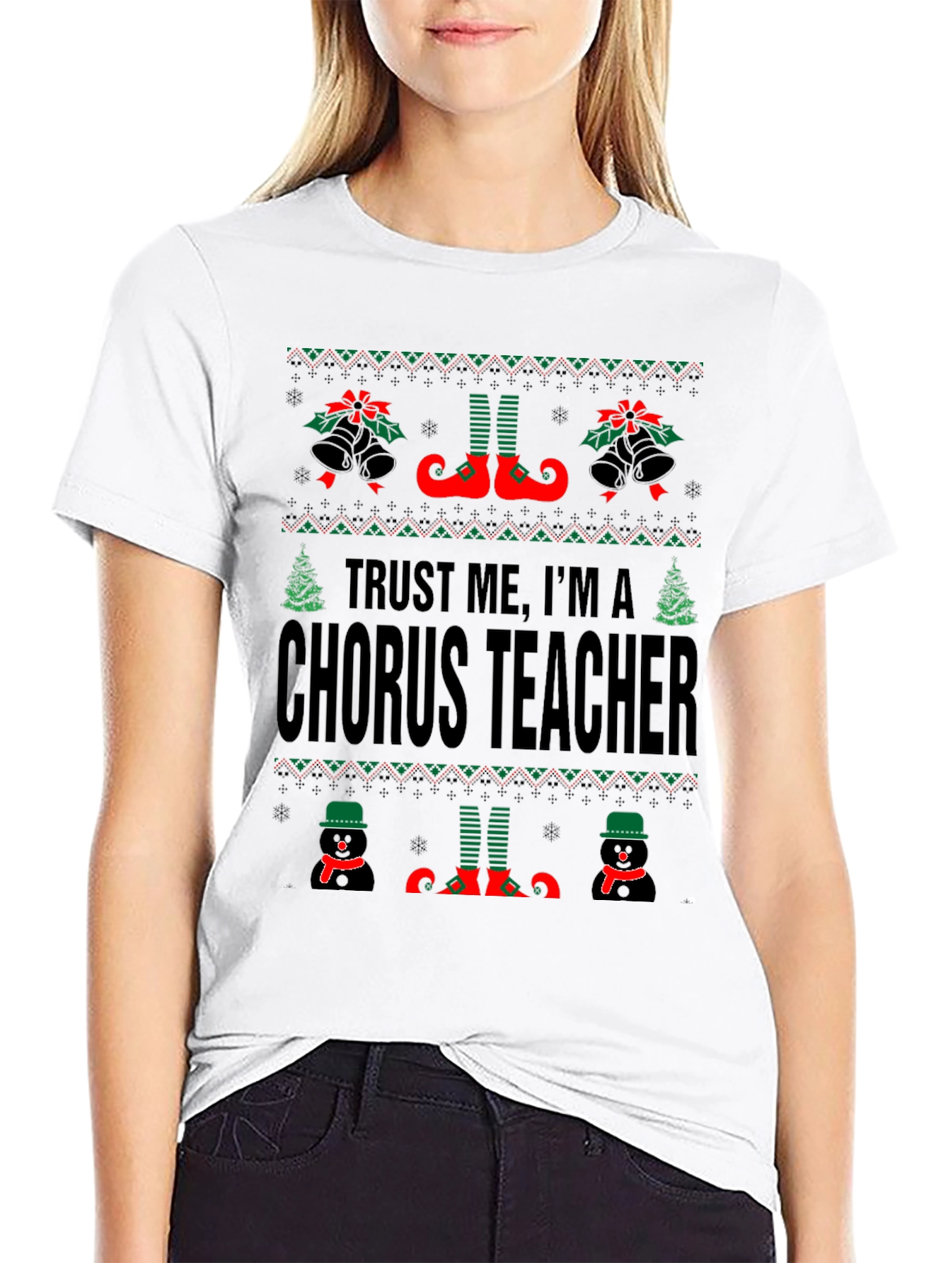 Chorus Teacher Christmas T-Shirt - Ugly Sweater Style