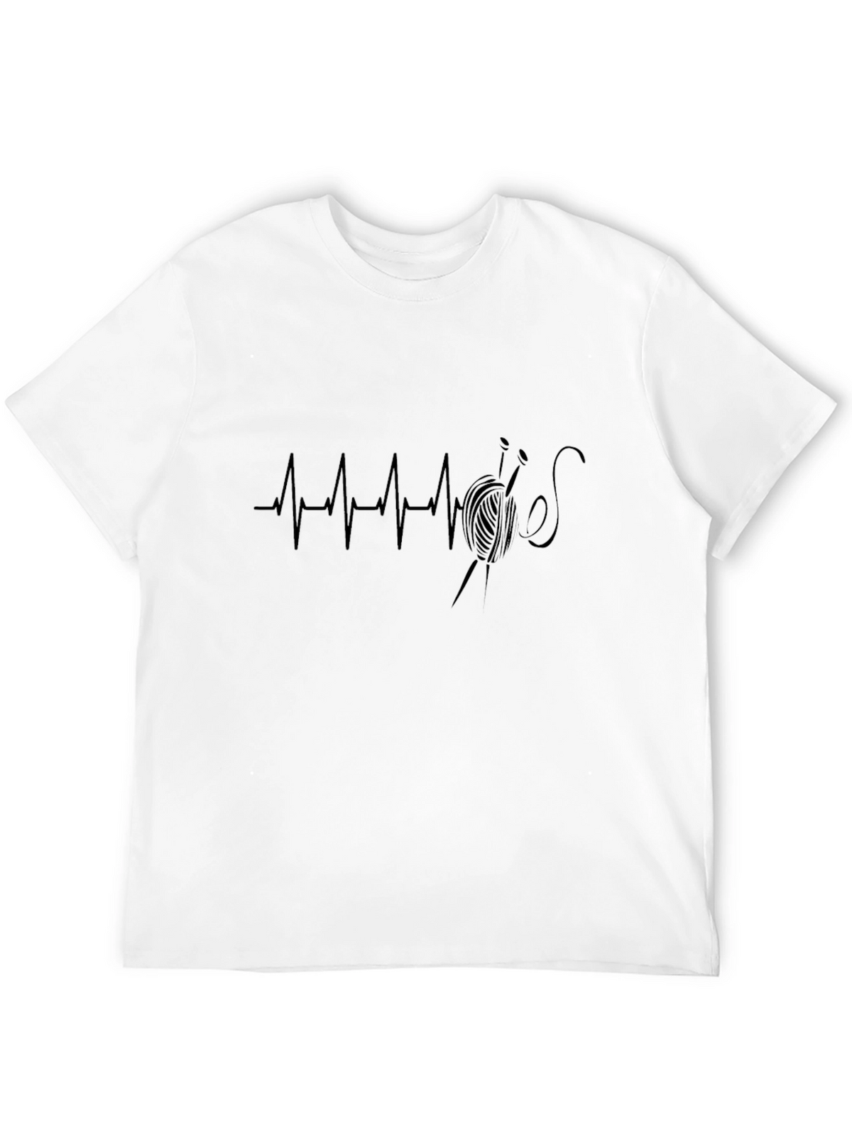 Knitting Heartbeat T-Shirt - Black