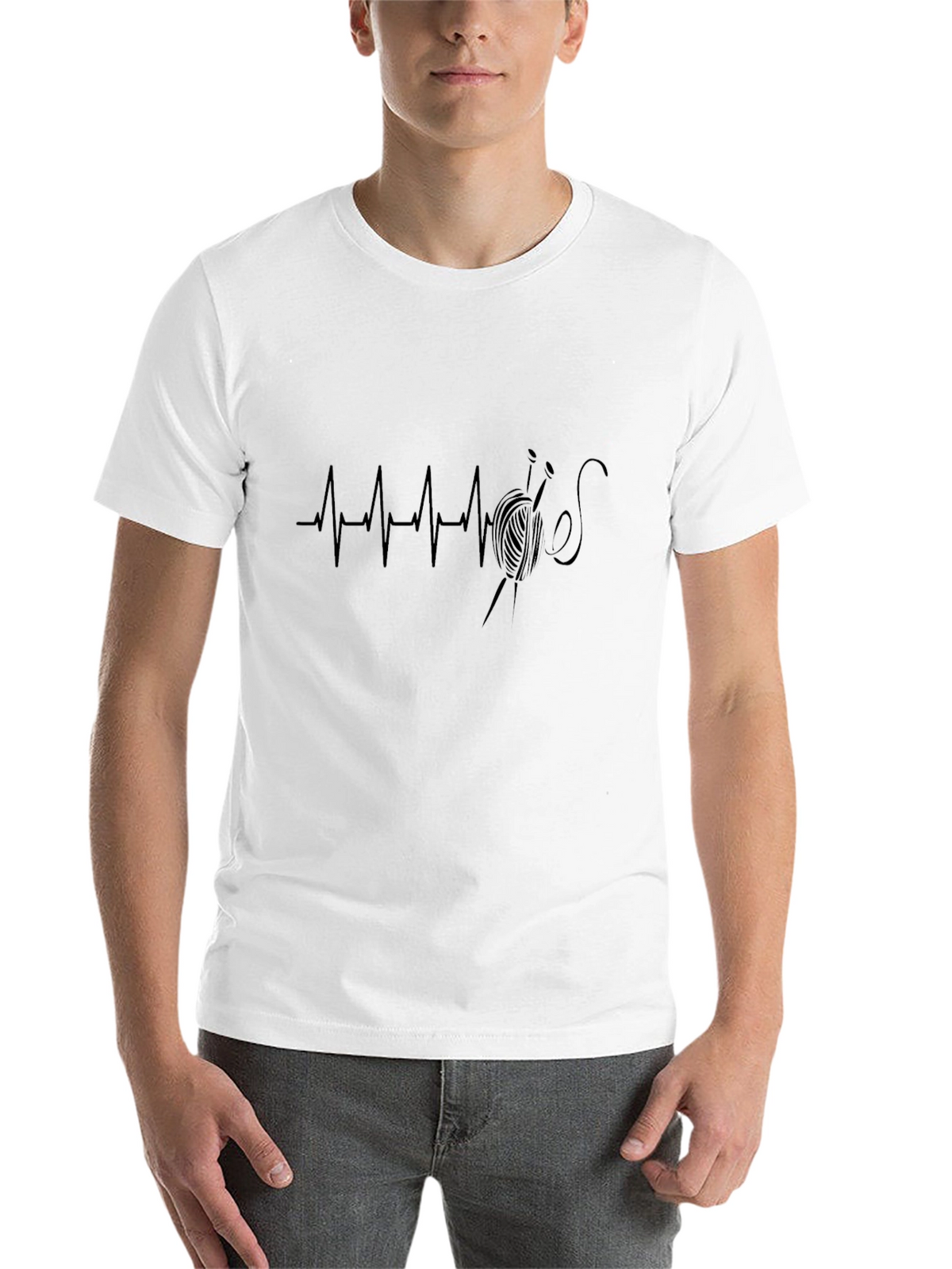 Knitting Heartbeat T-Shirt - Black