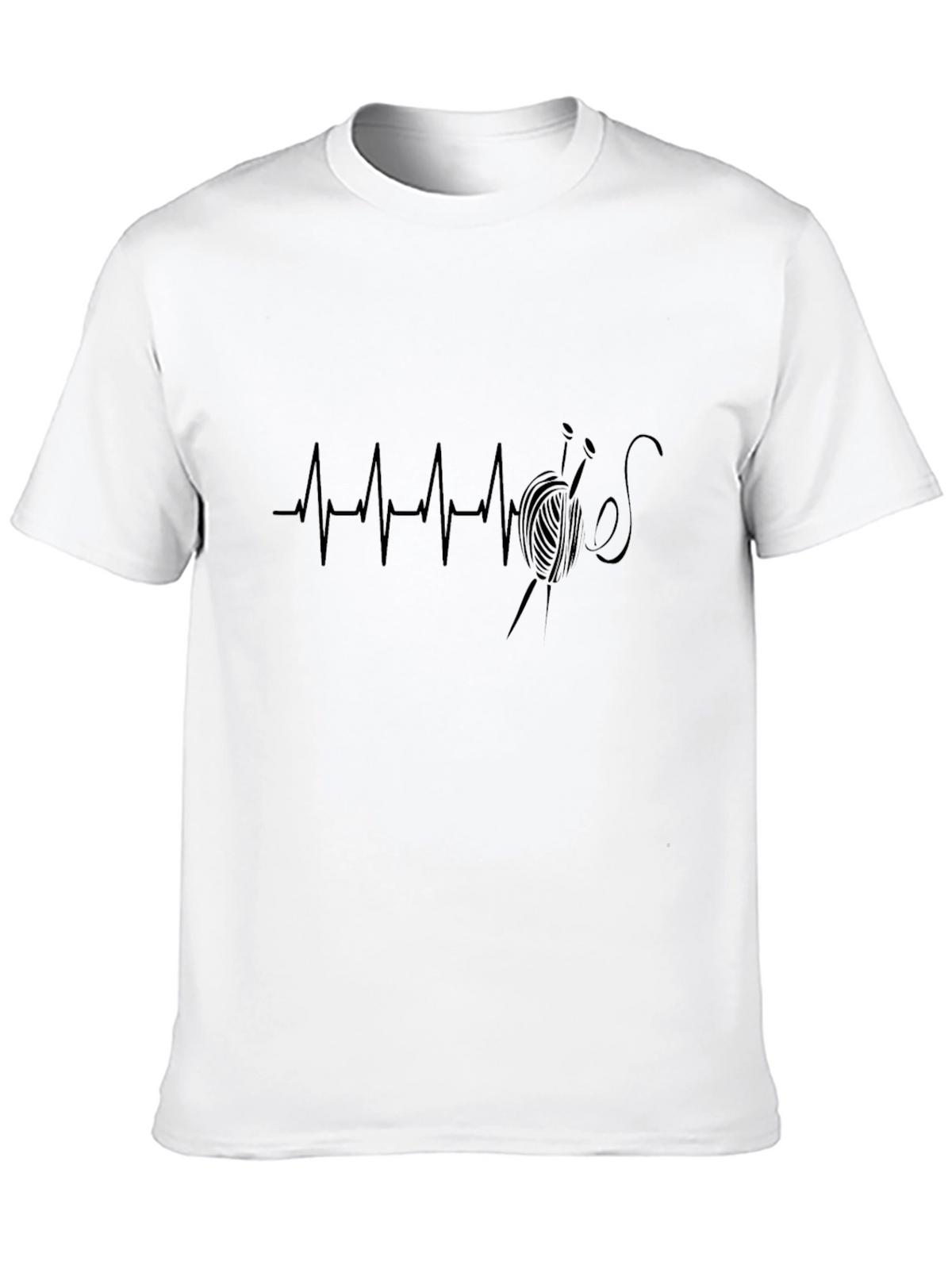 Knitting Heartbeat T-Shirt - Black