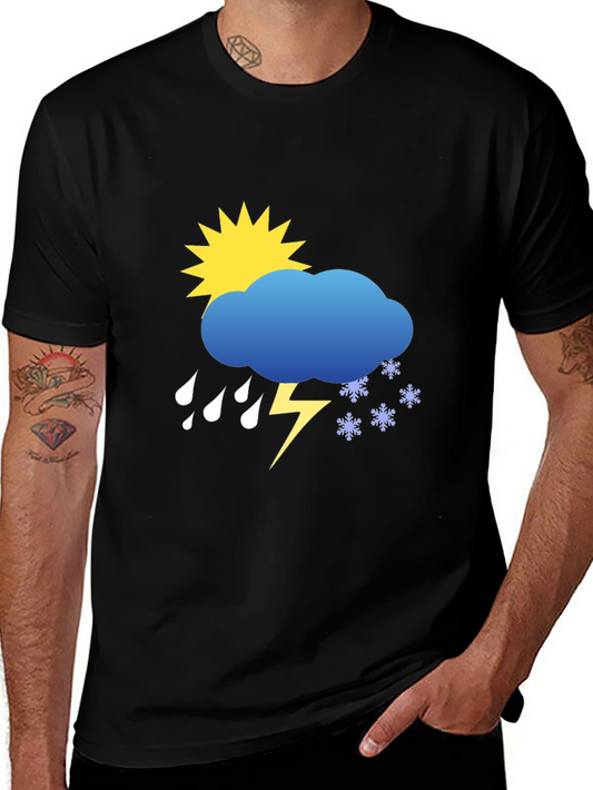 Weather Graphic Tee - Sunshine Rain Snow Lightning T-Shirt