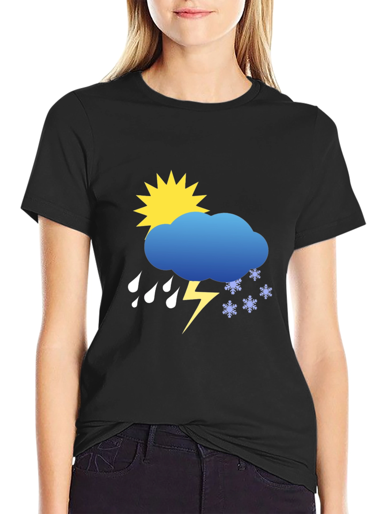 Weather Graphic Tee - Sunshine Rain Snow Lightning T-Shirt