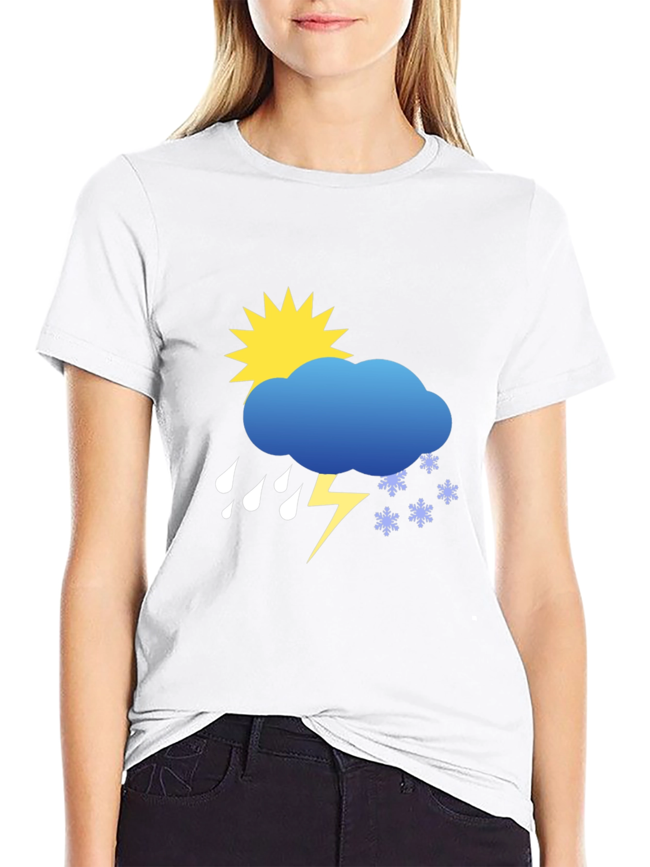 Weather Graphic Tee - Sunshine Rain Snow Lightning T-Shirt