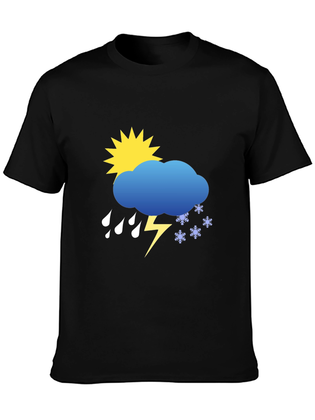 Weather Graphic Tee - Sunshine Rain Snow Lightning T-Shirt