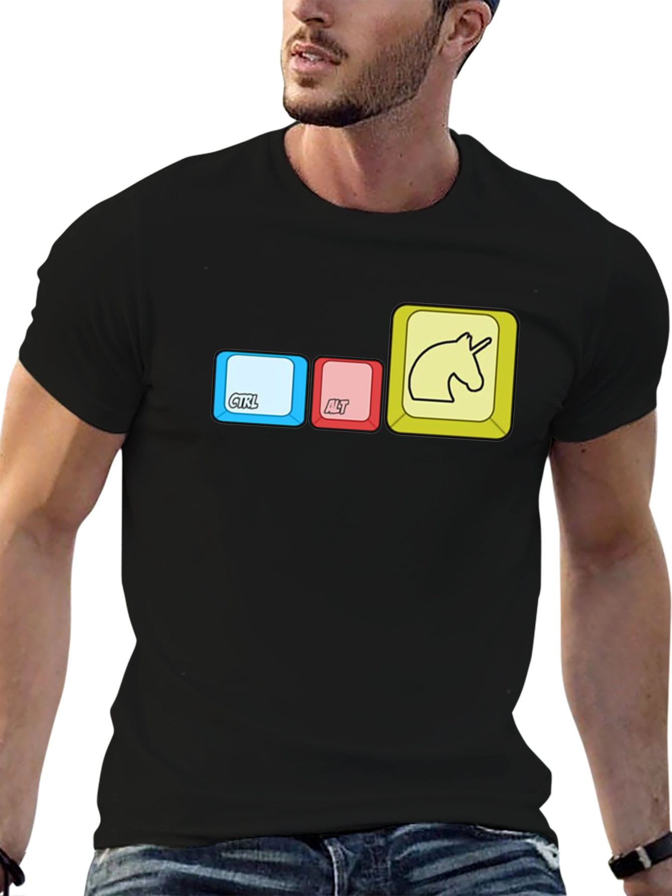 Ctrl+Alt+Unicorn Black Graphic Tee