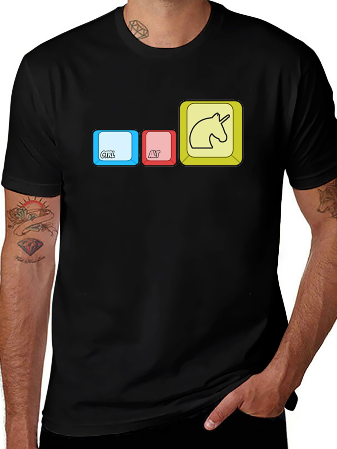 Ctrl+Alt+Unicorn Black Graphic Tee