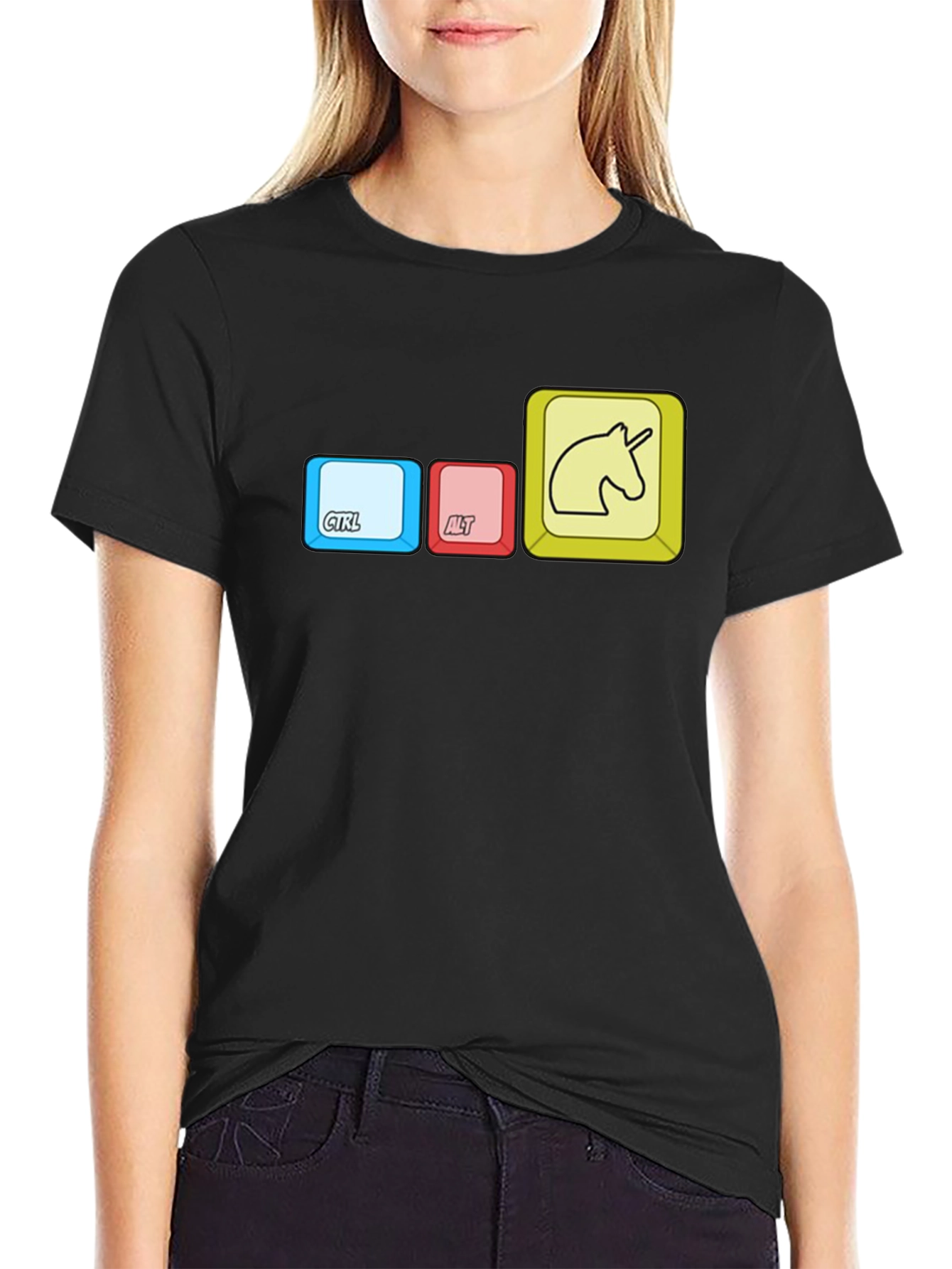 Ctrl+Alt+Unicorn Black Graphic Tee