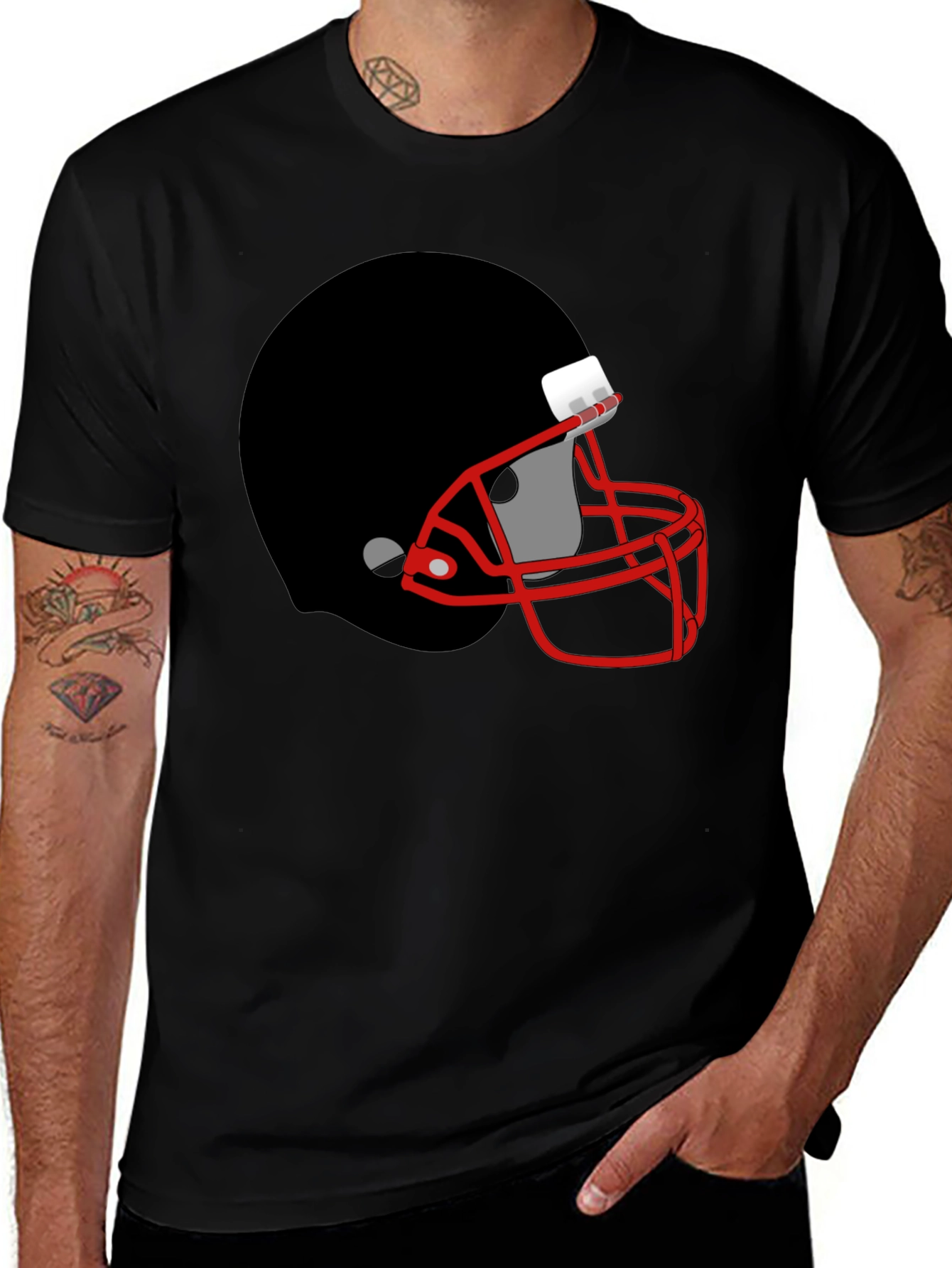 Football Helmet Graphic Tee - Black