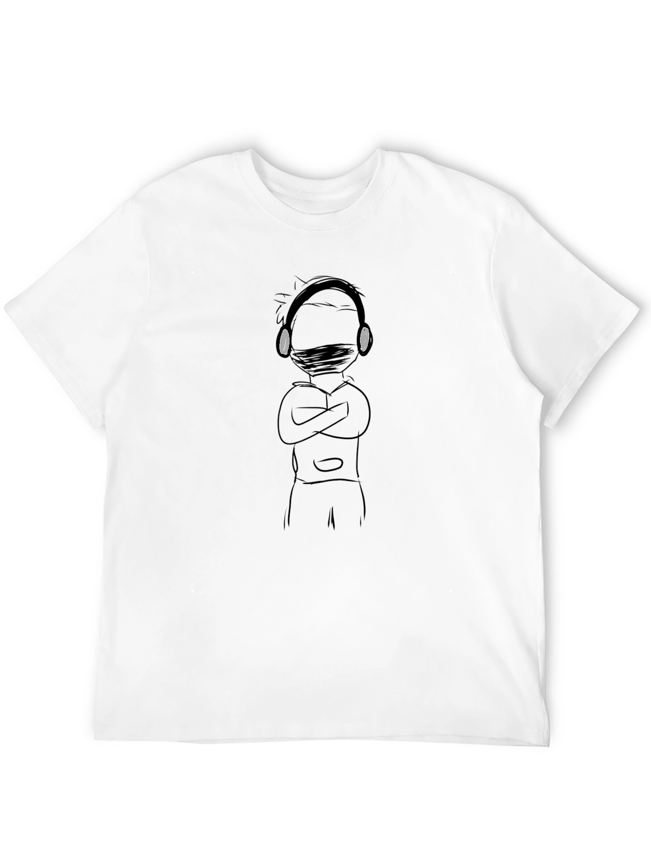 Black T-Shirt with Illustrated Masked Figure