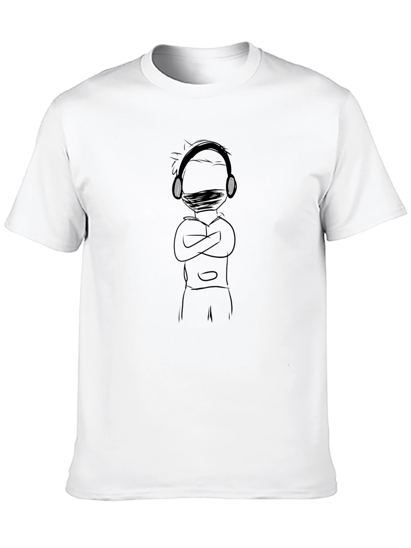 Black T-Shirt with Illustrated Masked Figure