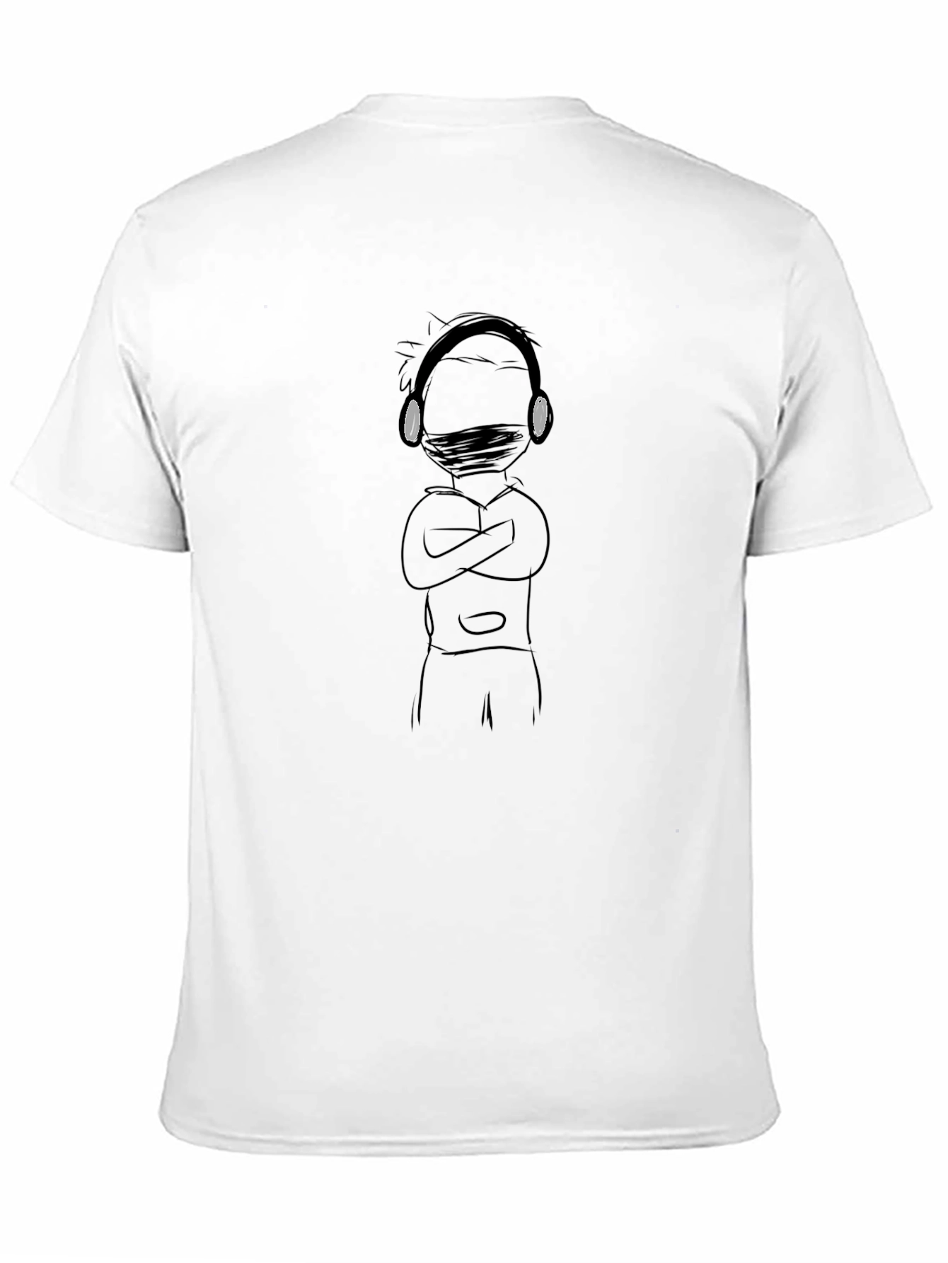 Black T-Shirt with Illustrated Masked Figure