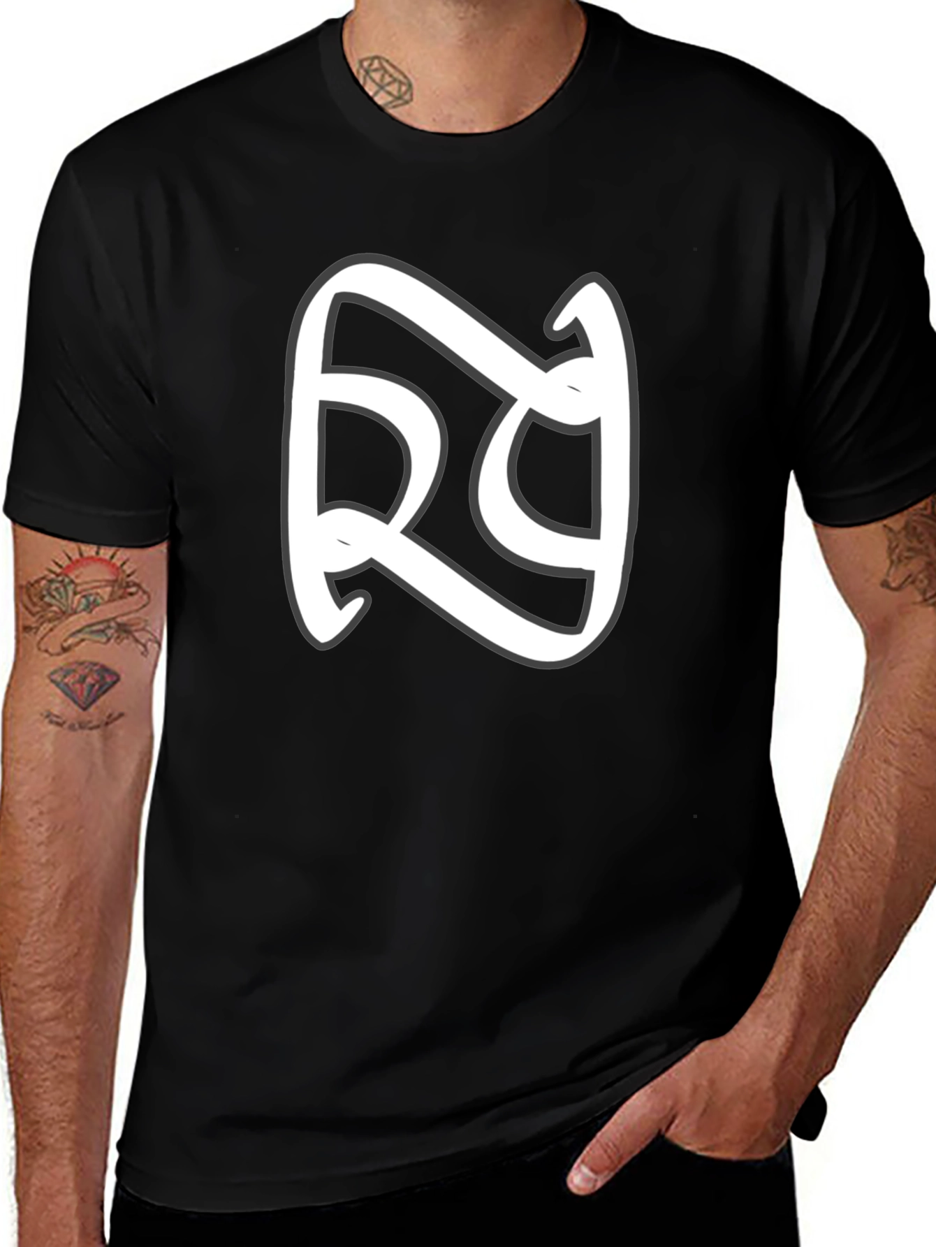 Stylish Black T-Shirt with White Graphic