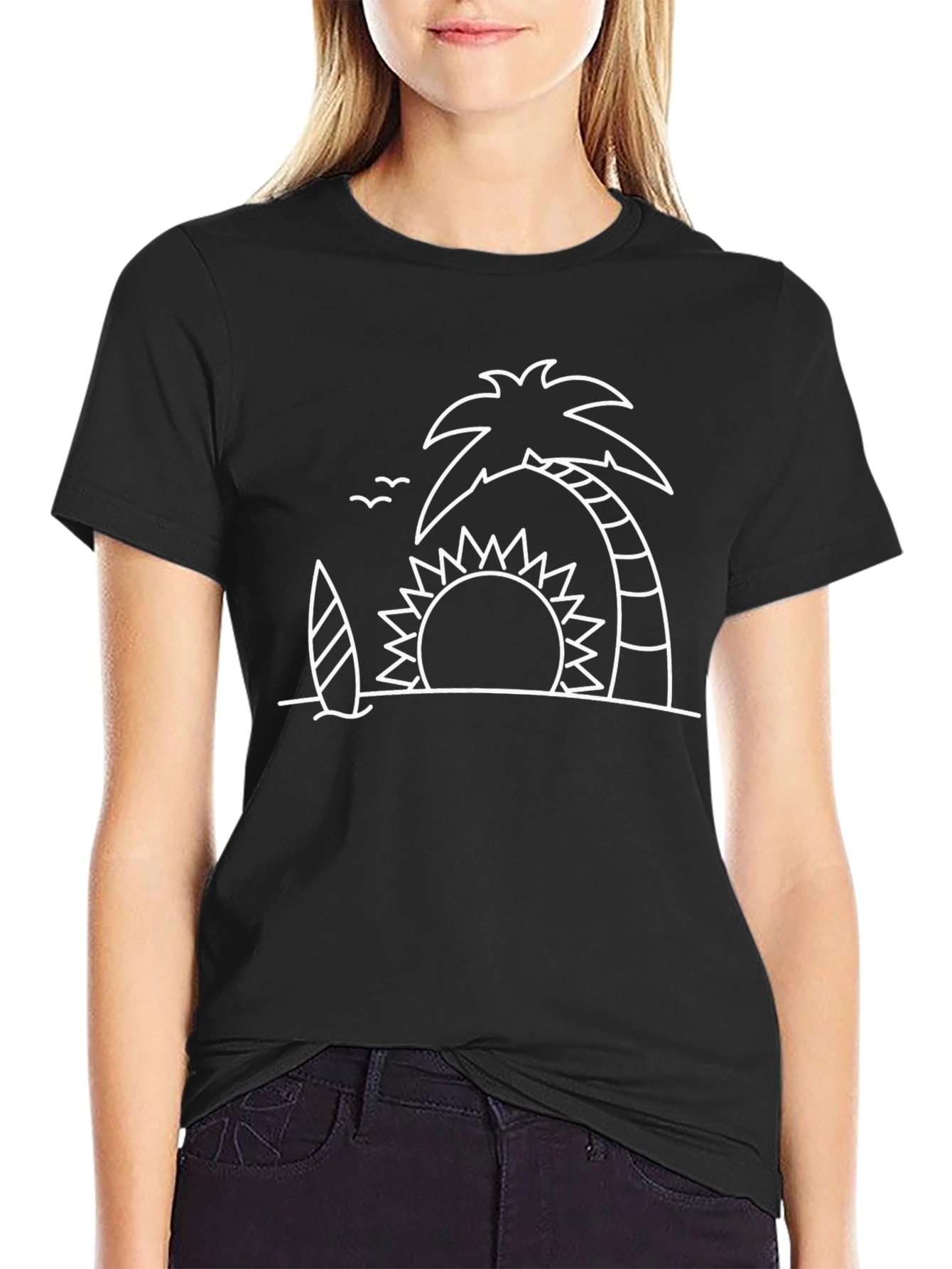 Tropical Beach Graphic Tee - Relaxed Fit