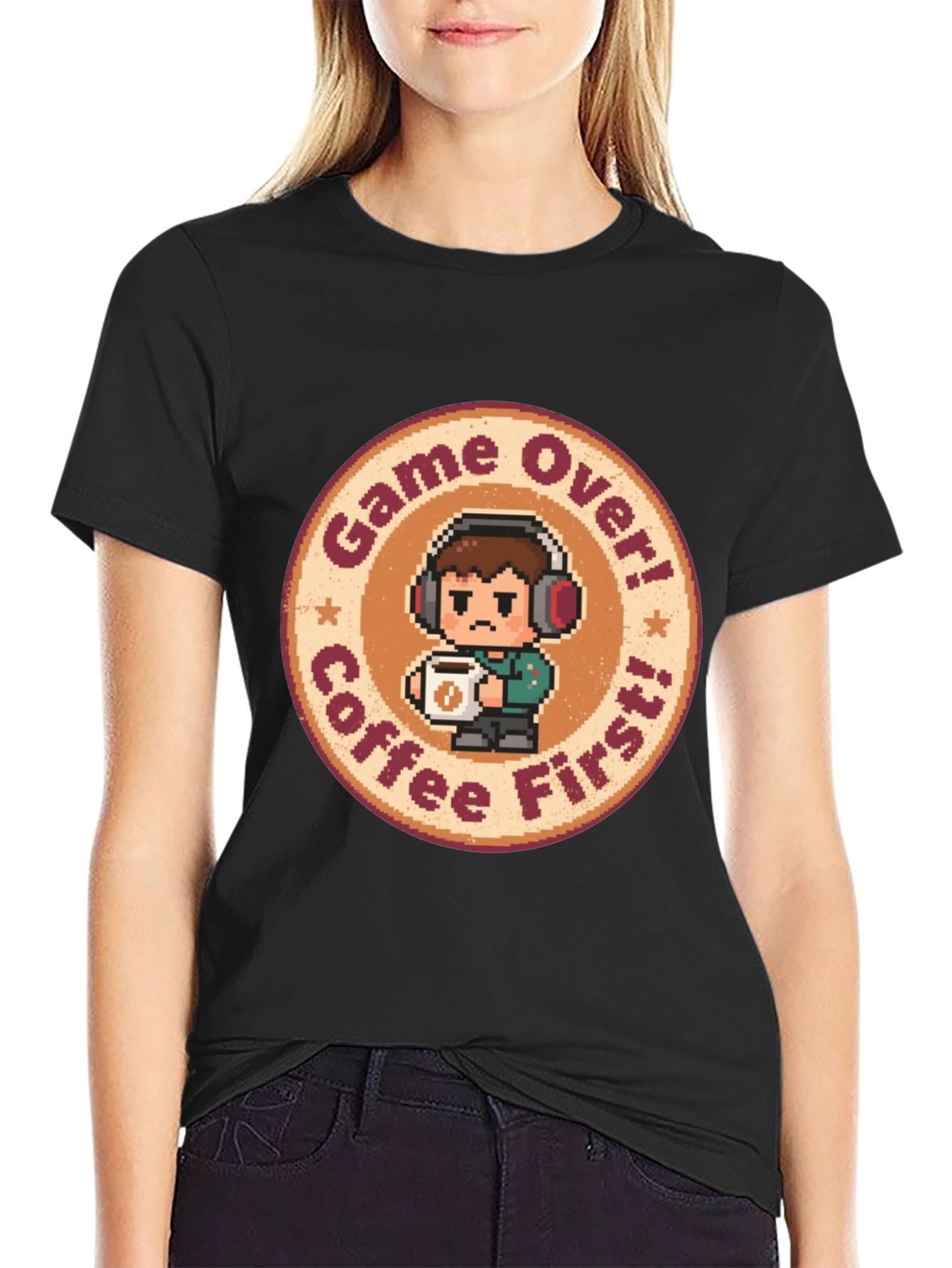 Game Over Coffee First T-Shirt - Gamer Style