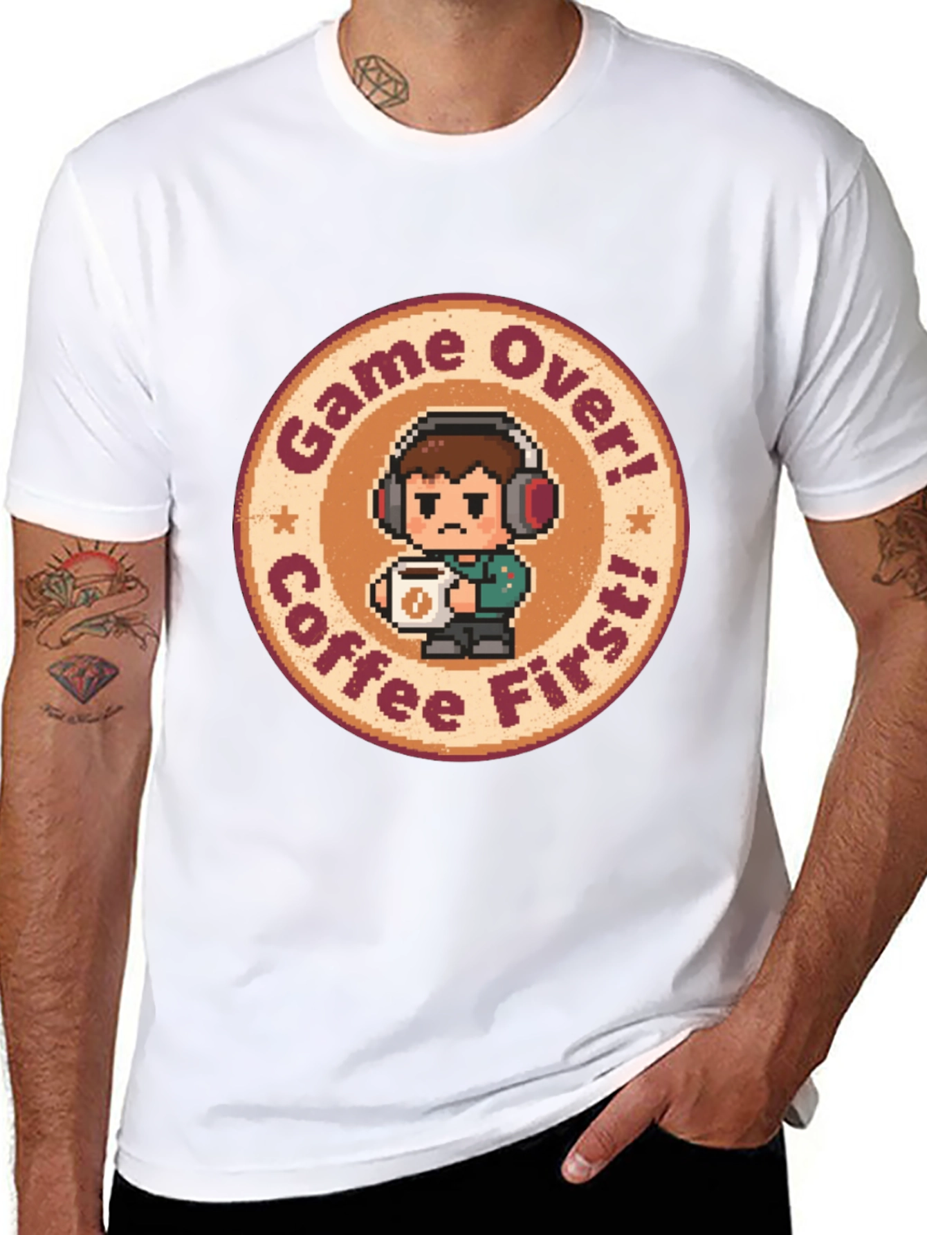 Game Over Coffee First T-Shirt - Gamer Style