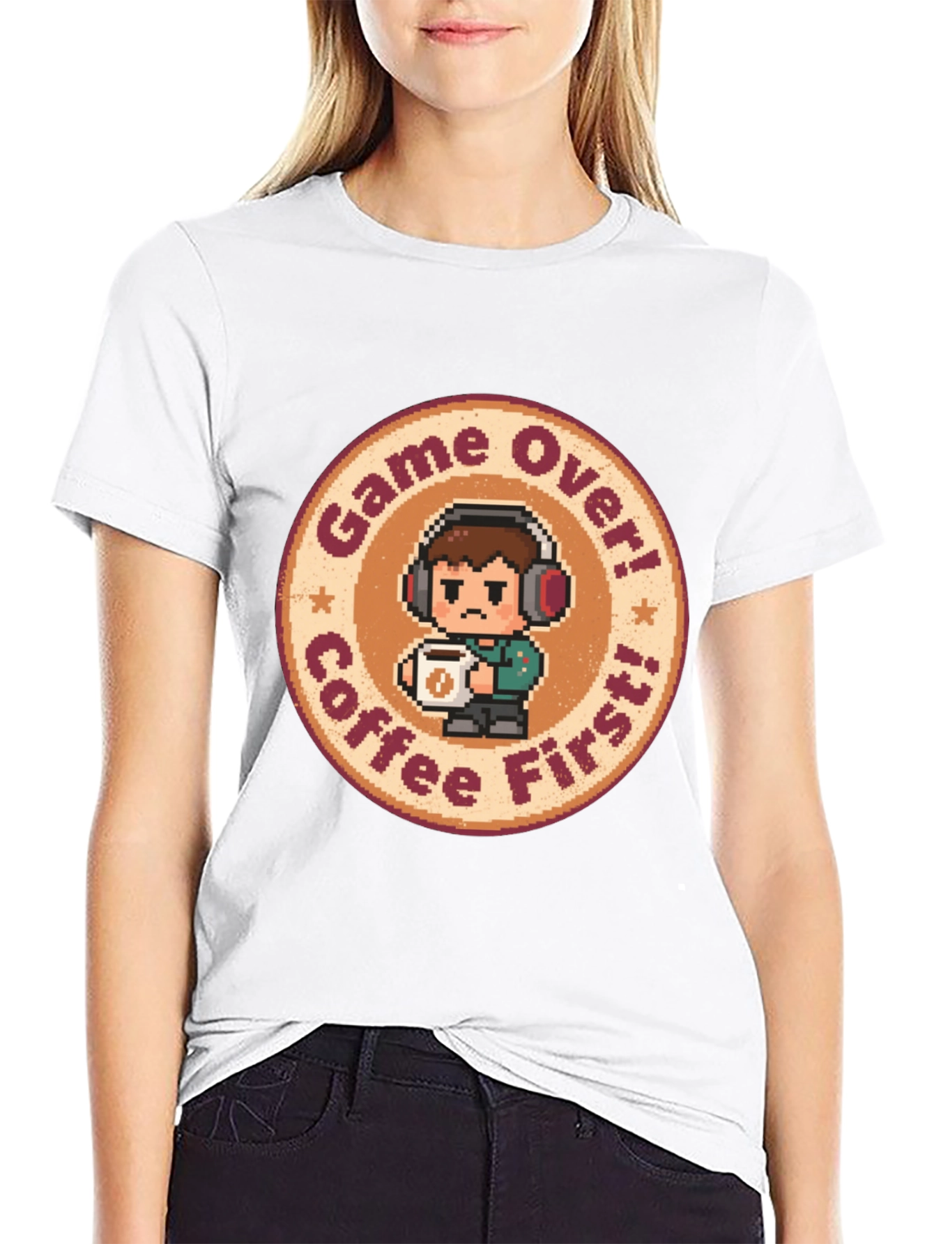 Game Over Coffee First T-Shirt - Gamer Style