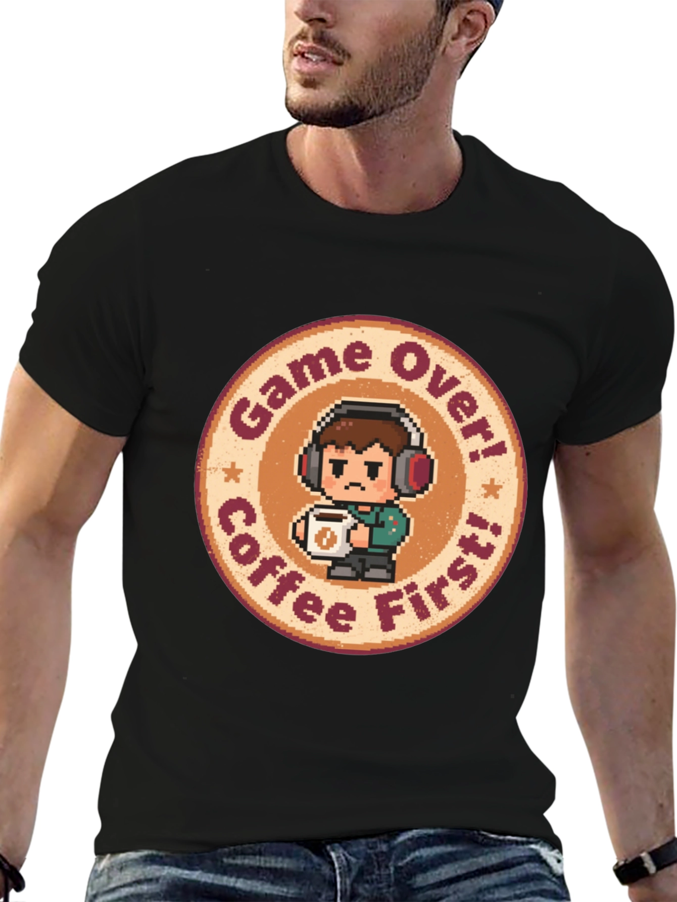 Game Over Coffee First T-Shirt - Gamer Style