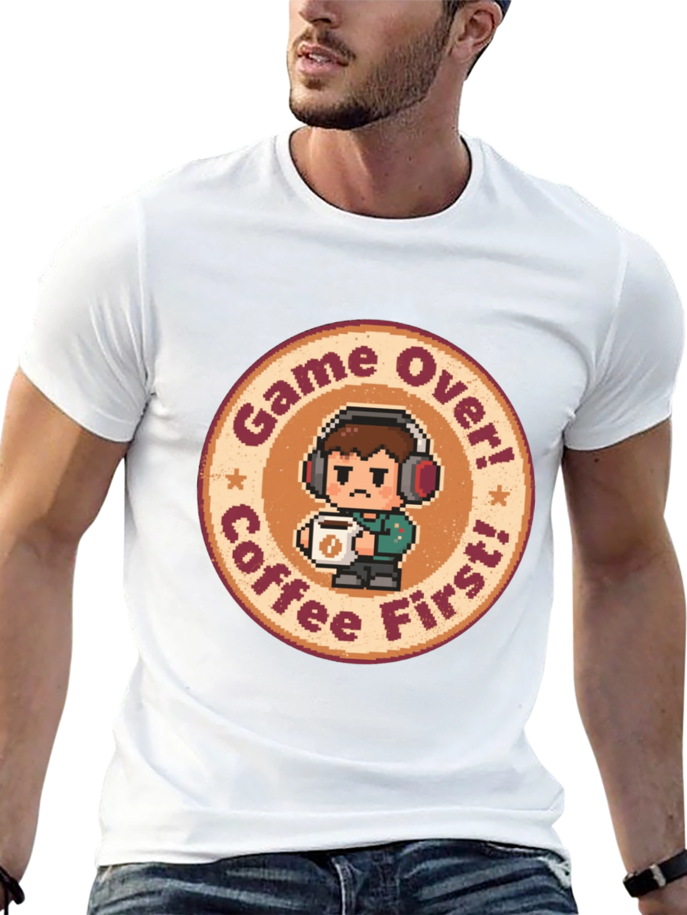 Game Over Coffee First T-Shirt - Gamer Style