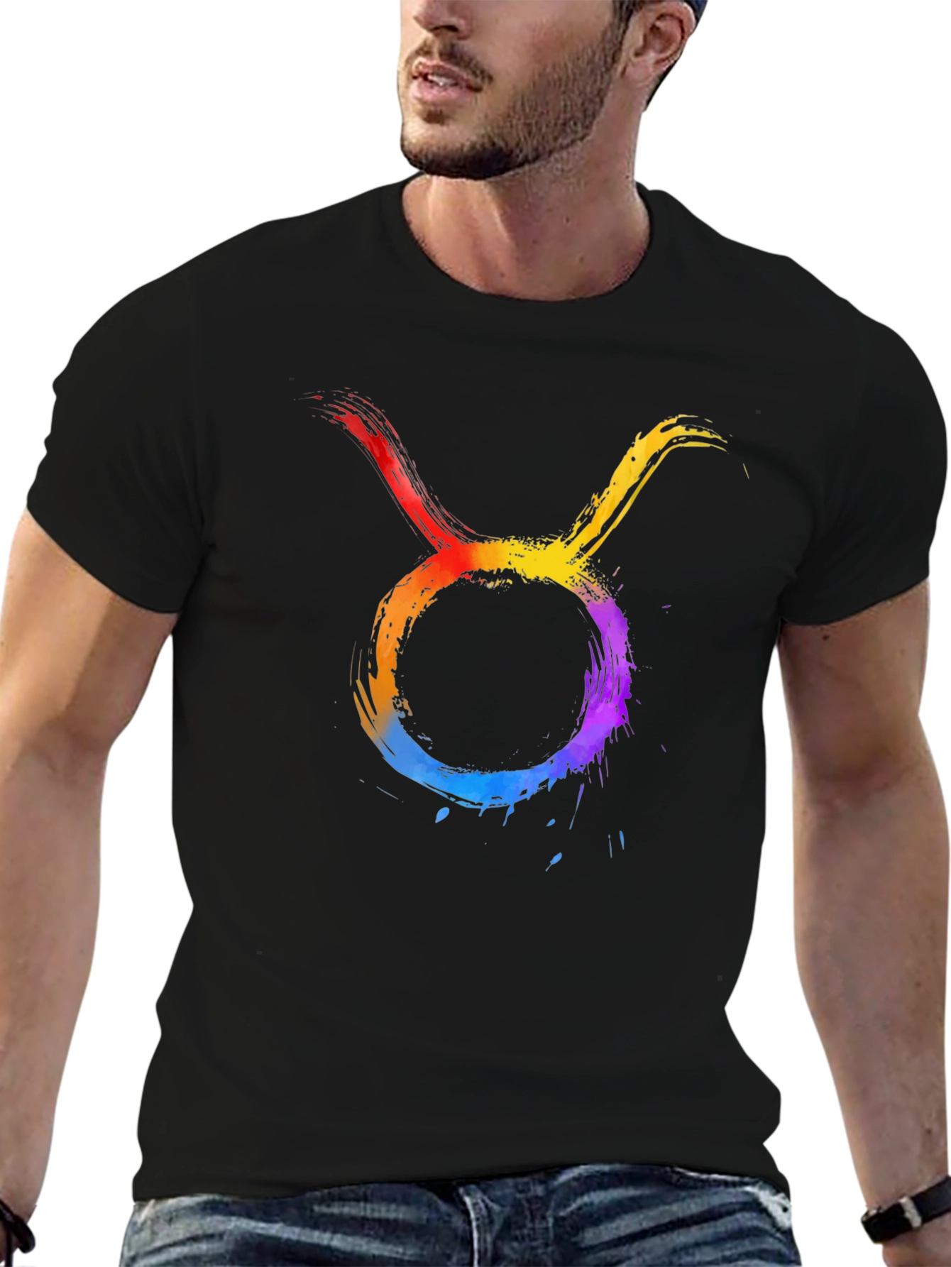 Taurus Zodiac Sign Graphic Tee - Black