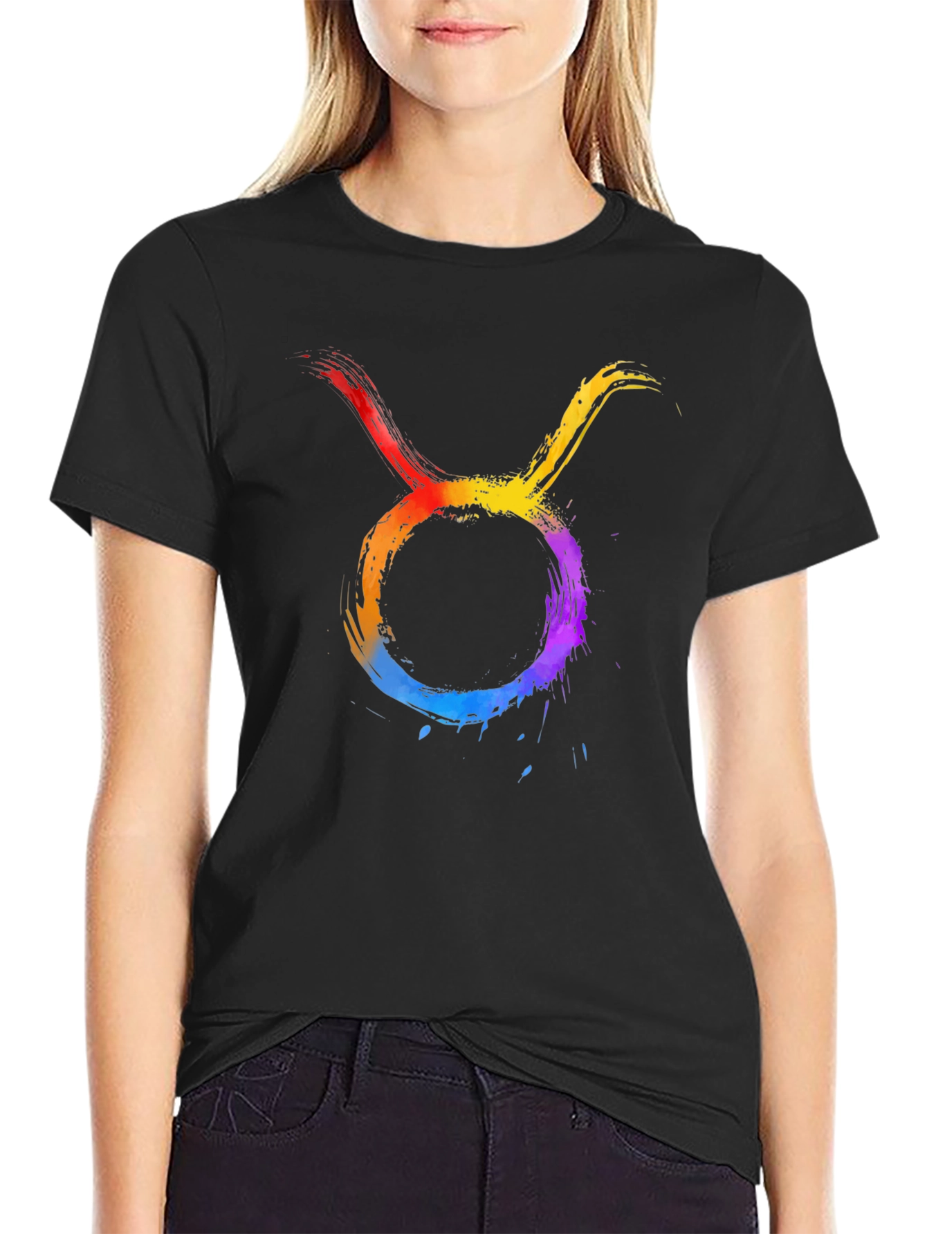 Taurus Zodiac Sign Graphic Tee - Black