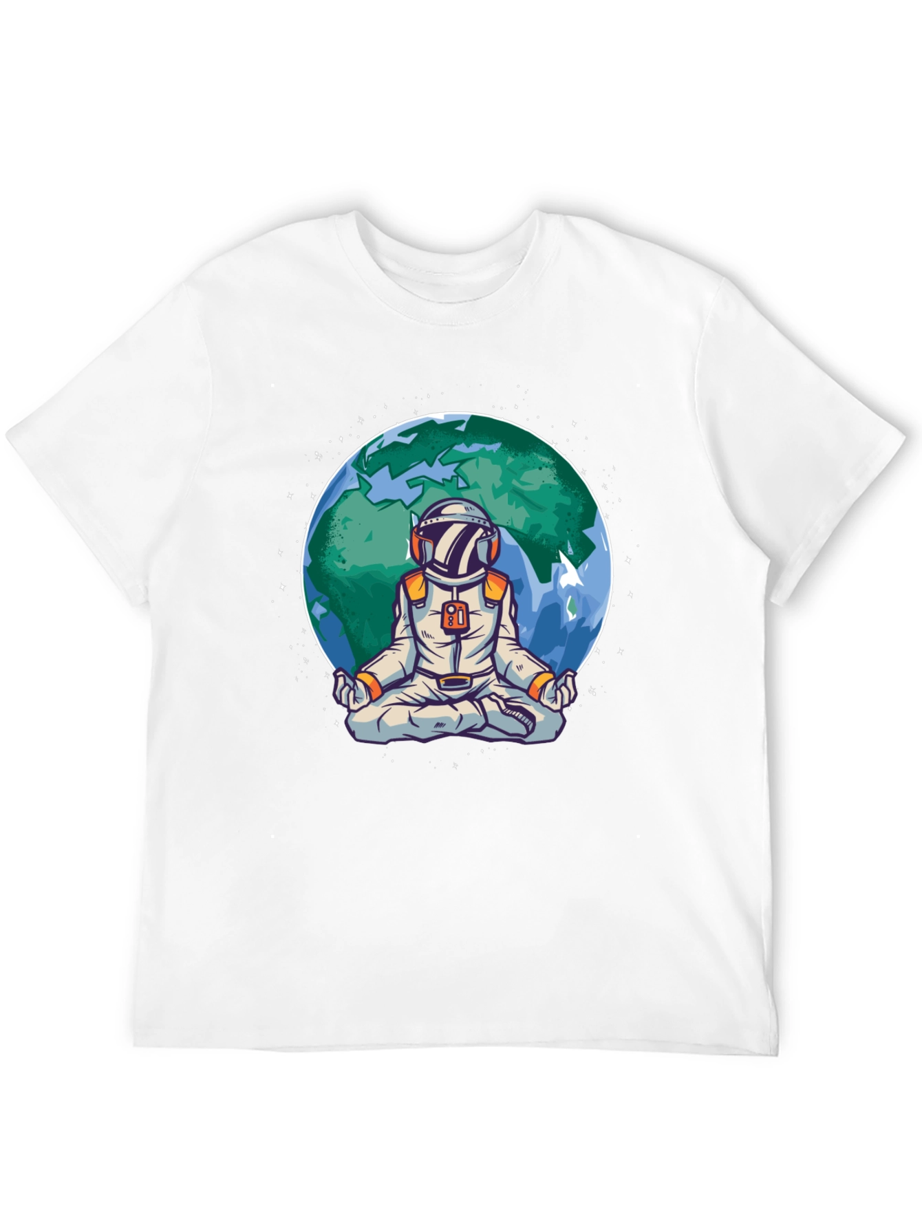 Meditating Astronaut Earth Graphic T-Shirt