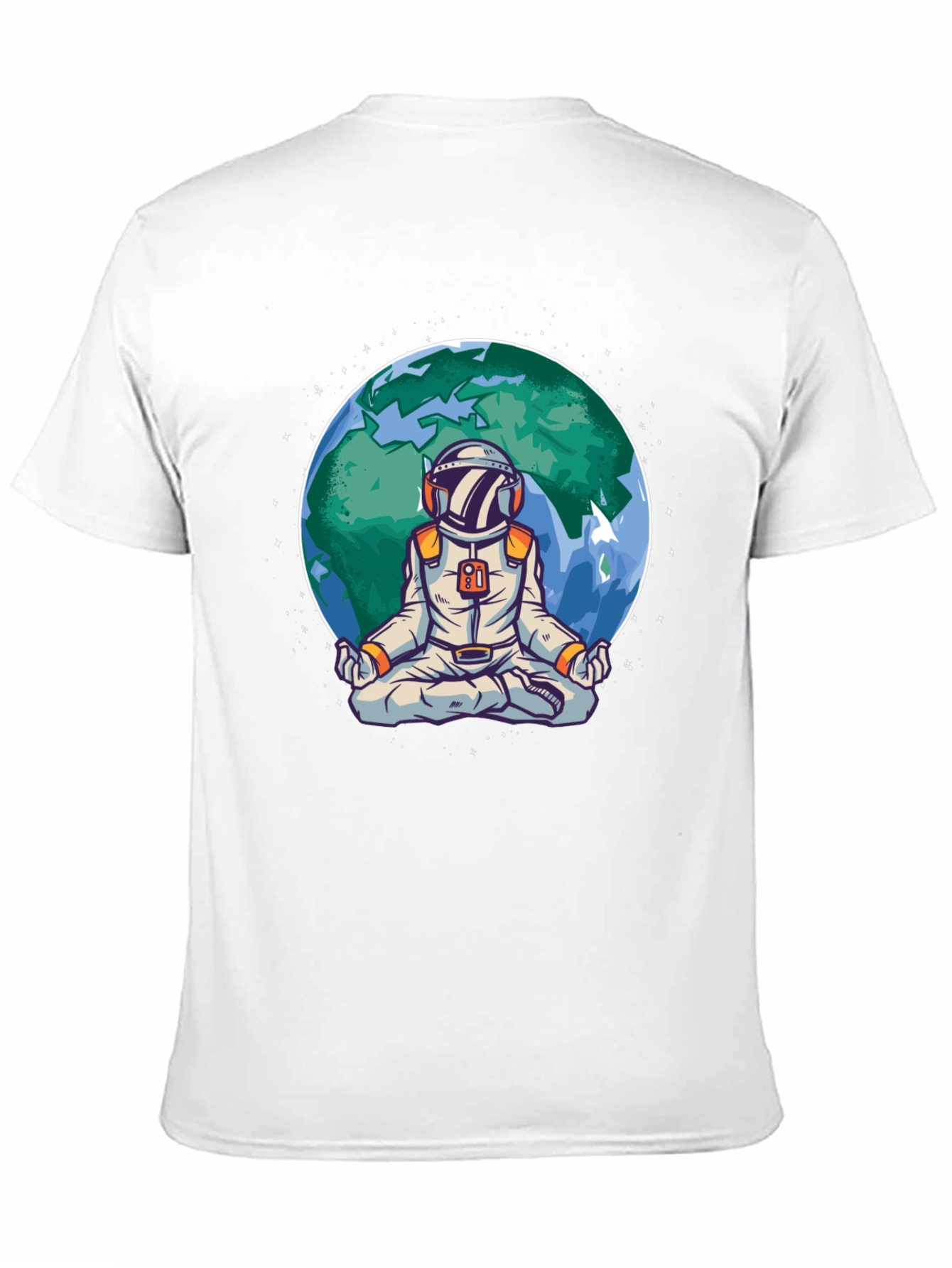 Meditating Astronaut Earth Graphic T-Shirt