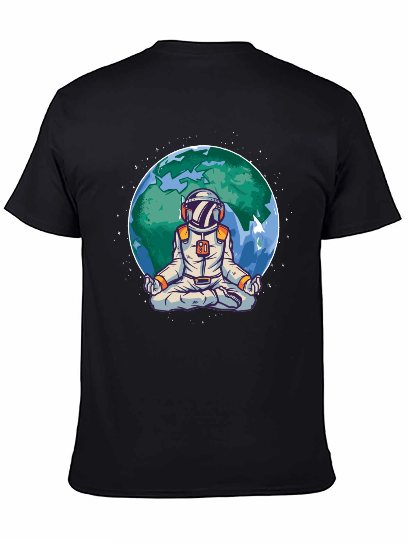 Meditating Astronaut Earth Graphic T-Shirt