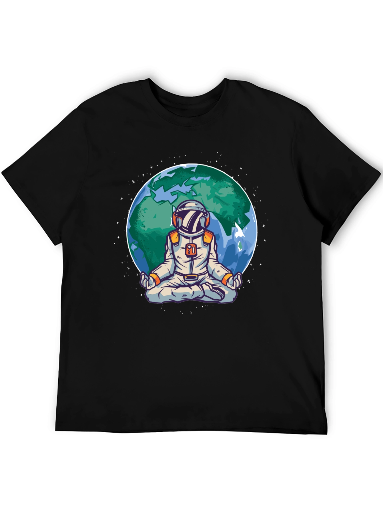 Meditating Astronaut Earth Graphic T-Shirt