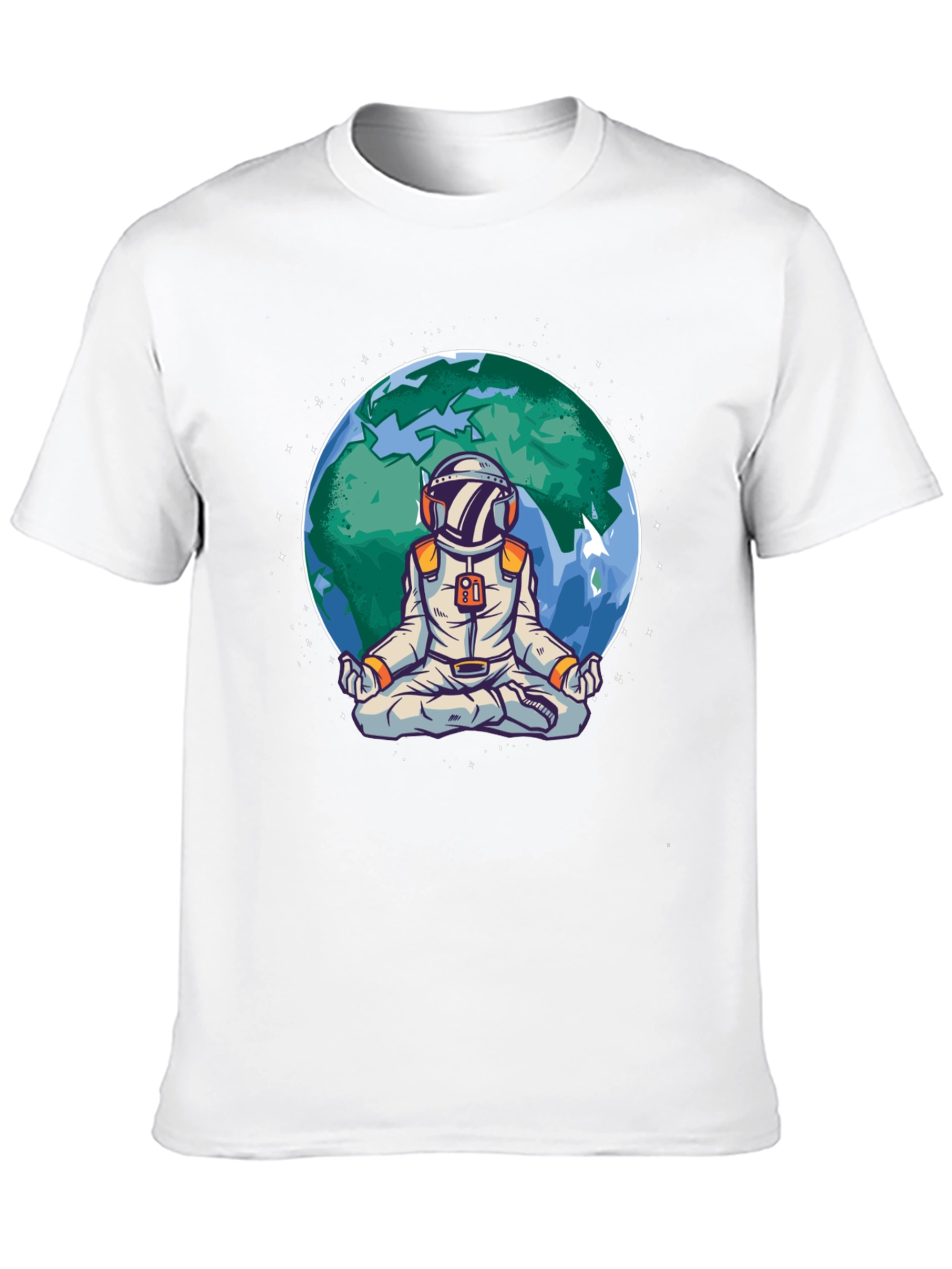 Meditating Astronaut Earth Graphic T-Shirt