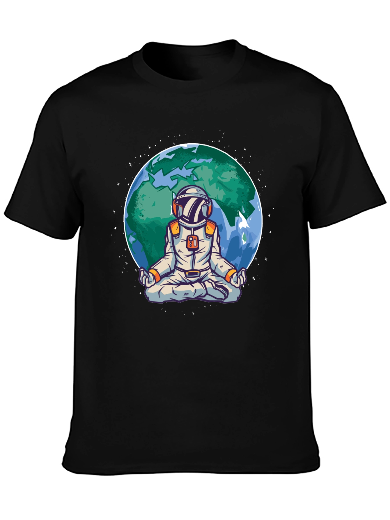 Meditating Astronaut Earth Graphic T-Shirt
